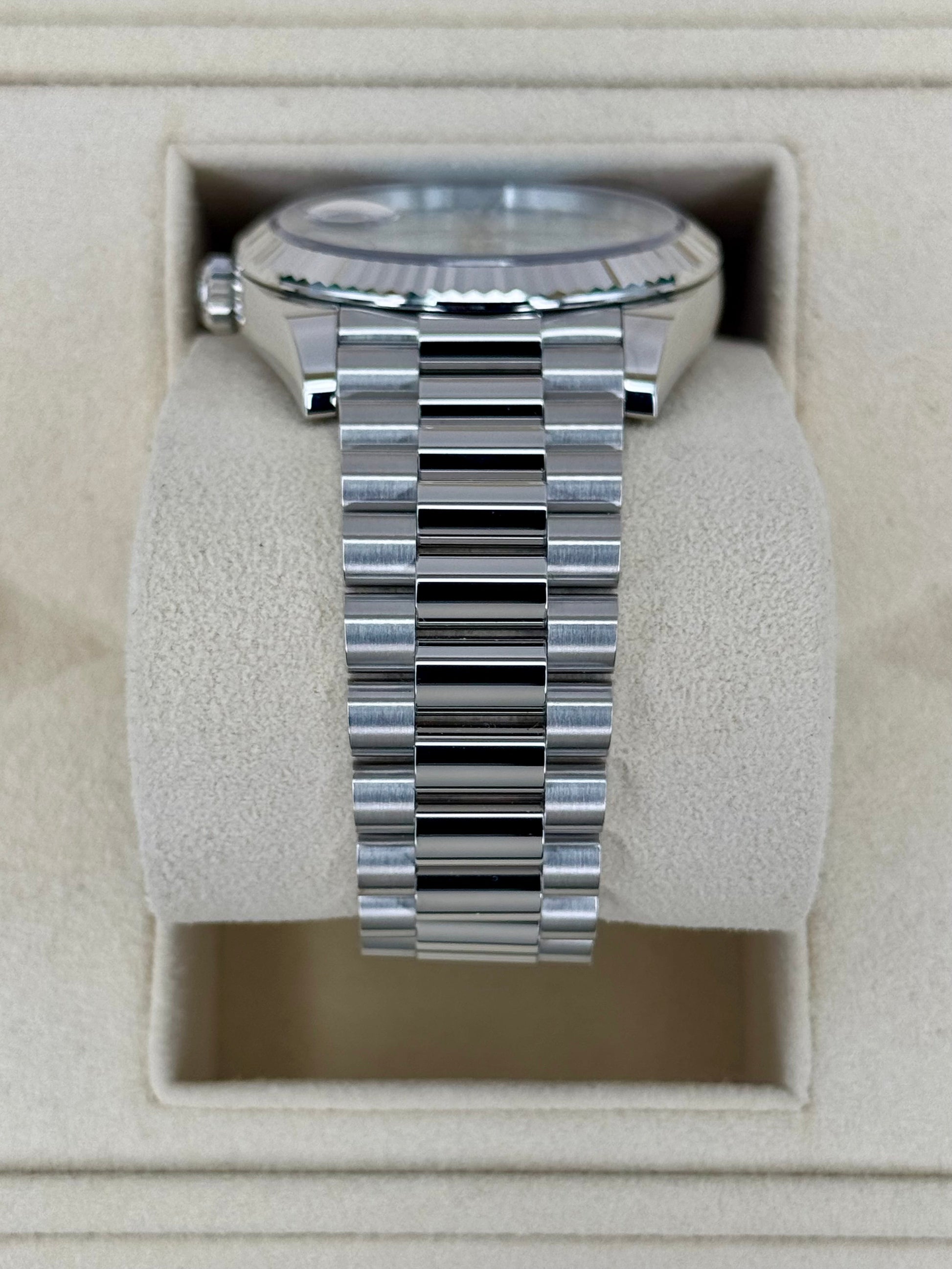 NEW 2024 Rolex Day-Date Platinum 40mm 228236 Ice-Blue Roman Dial - MyWatchLLC