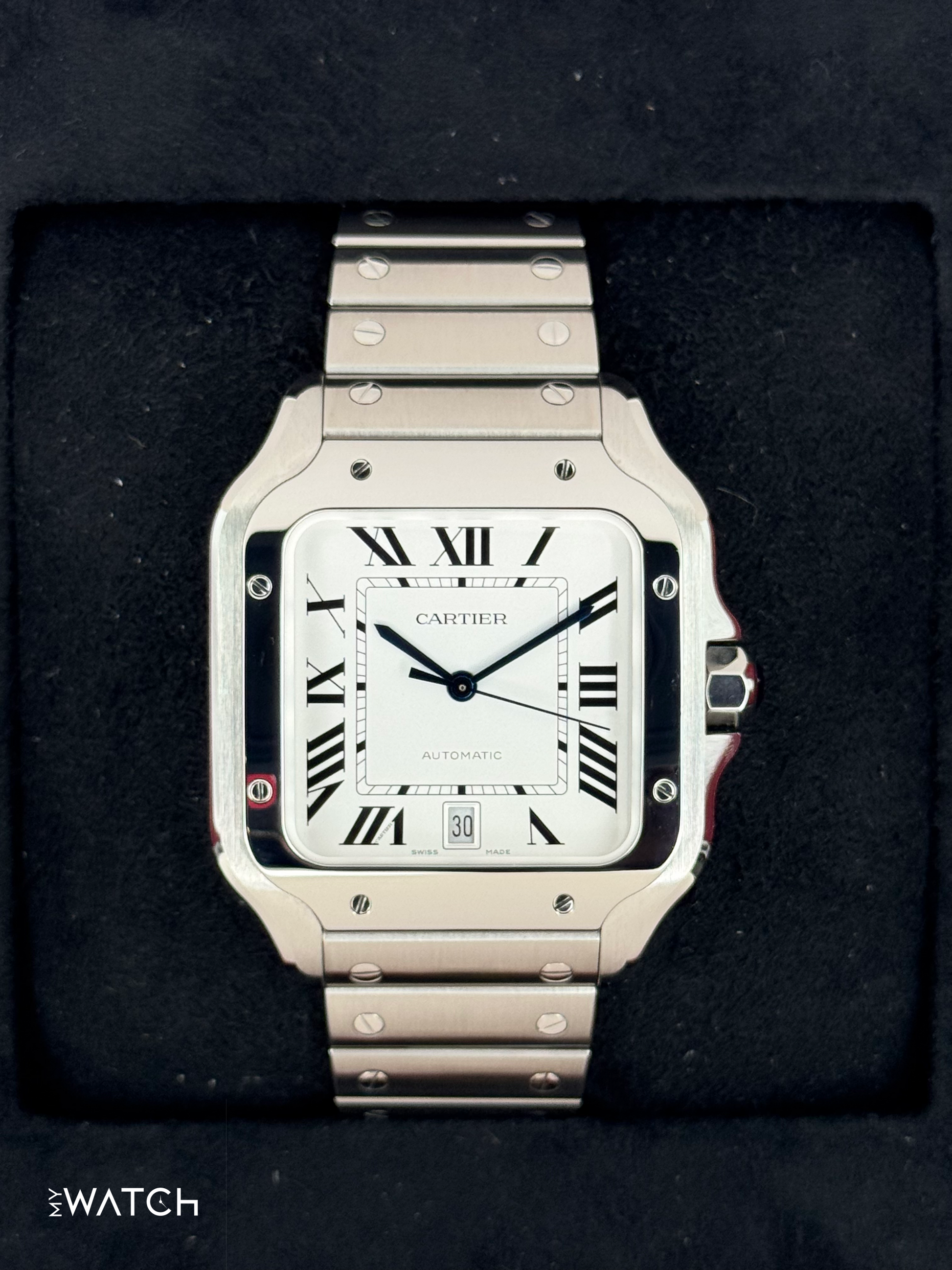 2023 Santos De Cartier 39.8mm WSSA0018 Stainless Steel White Dial - MyWatchLLC