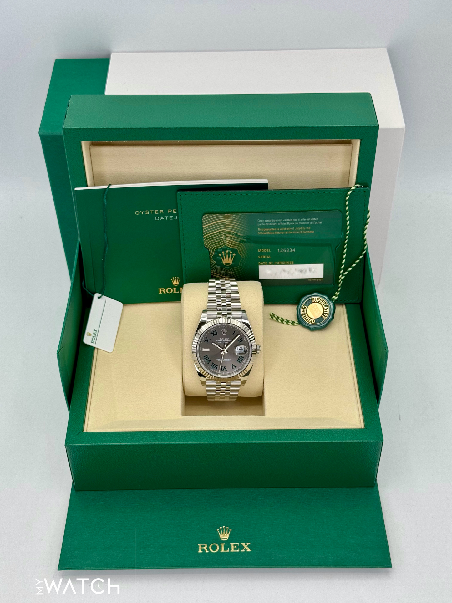 NEW 2025 Rolex Datejust 41mm 126334 Jubilee Wimbledon Dial - MyWatchLLC