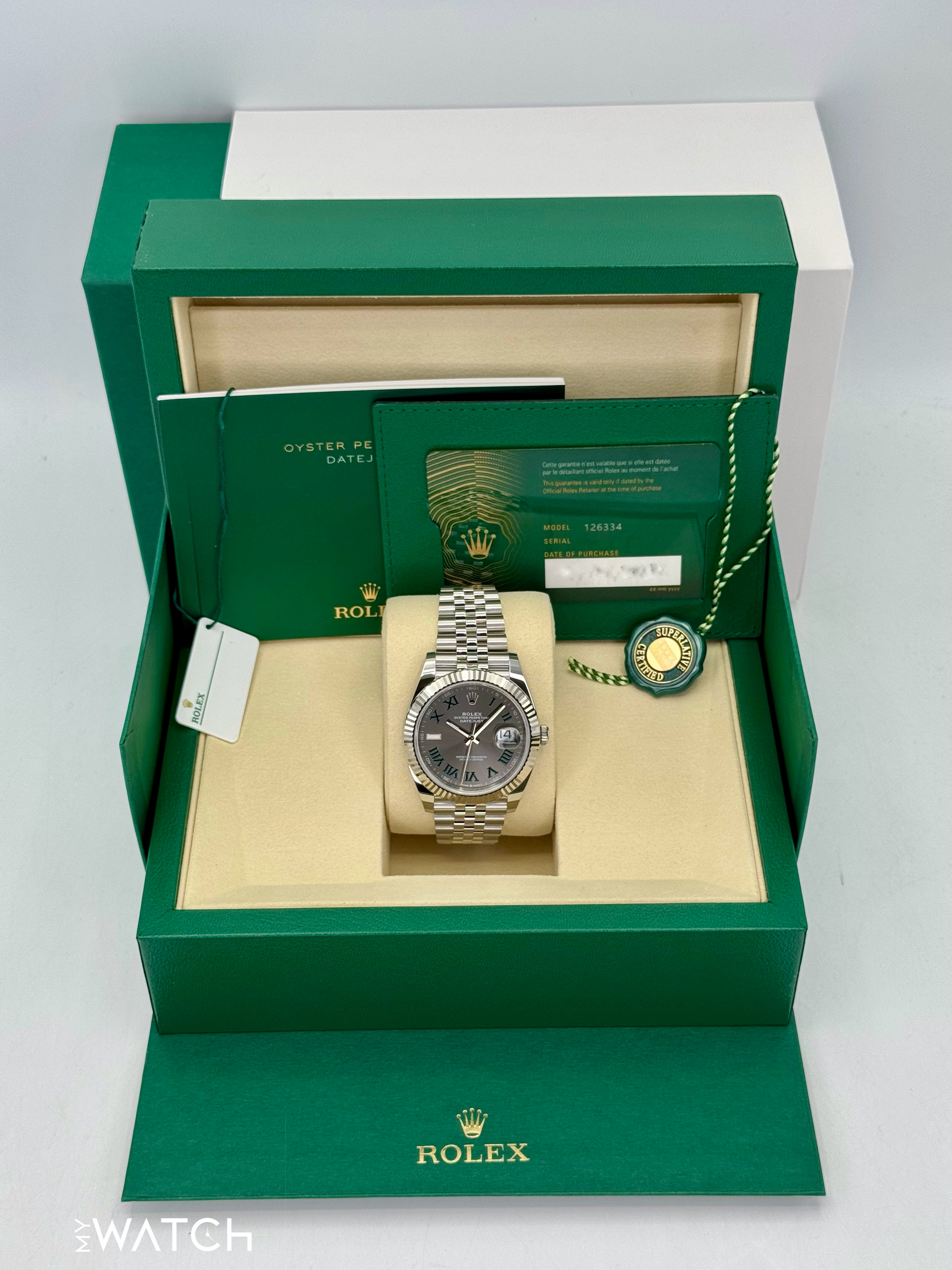 NEW 2025 Rolex Datejust 41mm 126334 Jubilee Wimbledon Dial - MyWatchLLC