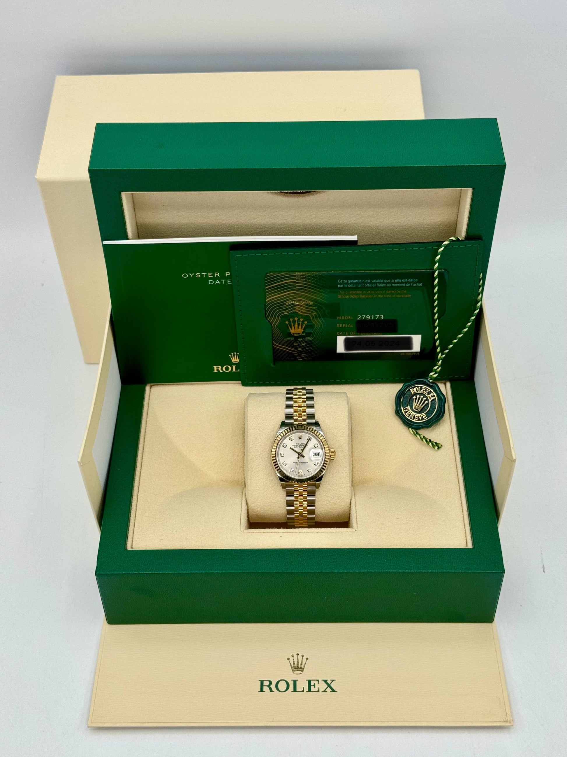 NEW 2024 Rolex Lady Datejust 28mm 279173 Jubilee Silver Diamond Dial - MyWatchLLC