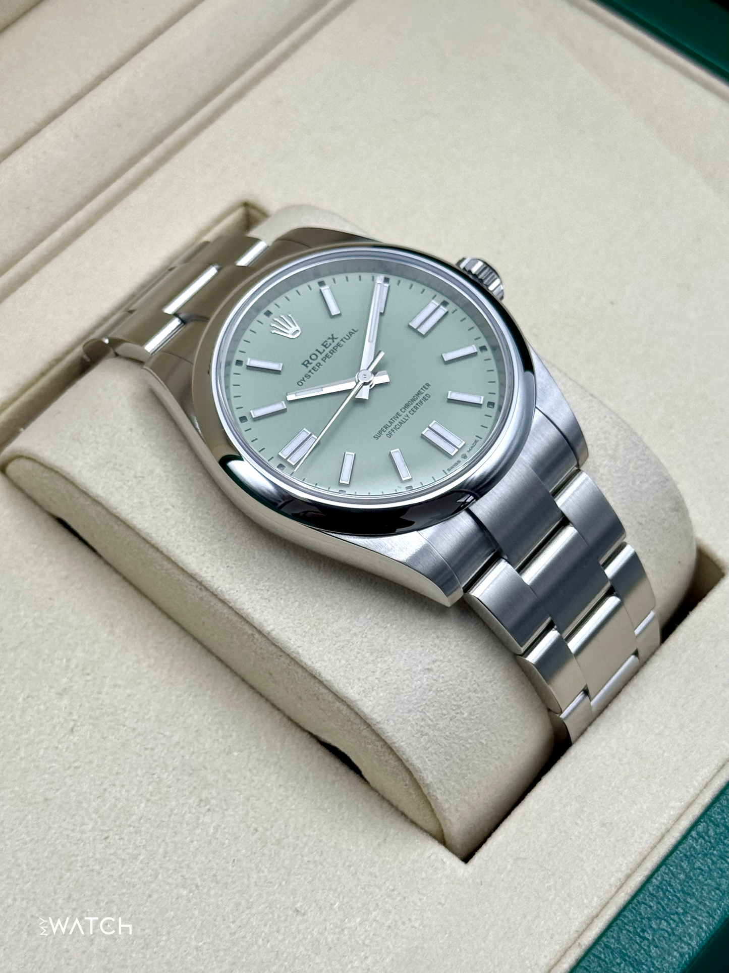 NEW 2025 Rolex Oyster Perpetual 41mm 134300 Pistachio Dial - MyWatchLLC