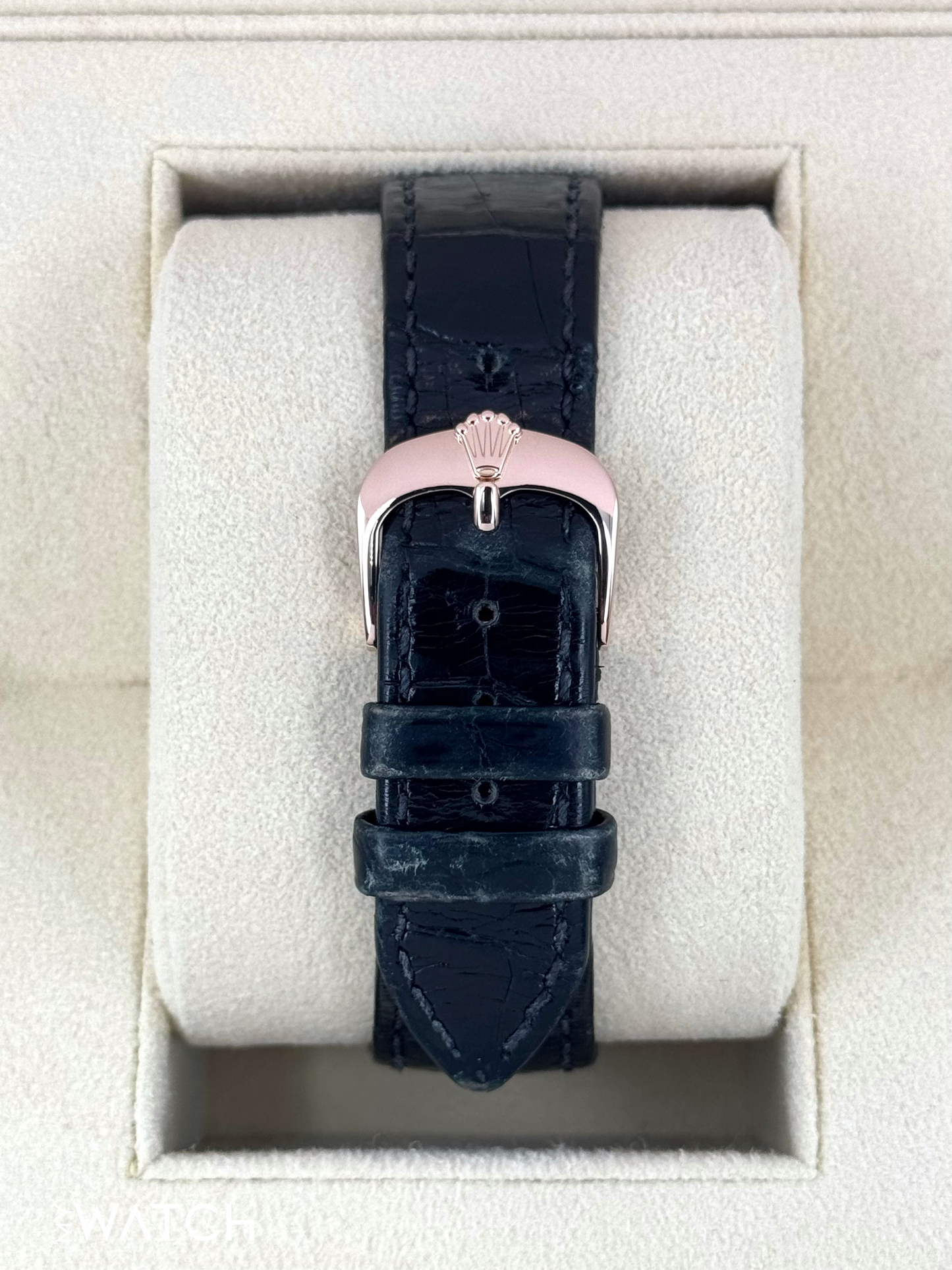 2014 Rolex Cellini Date 39mm 50515 Rose Gold Black Guilloche Dial - MyWatchLLC