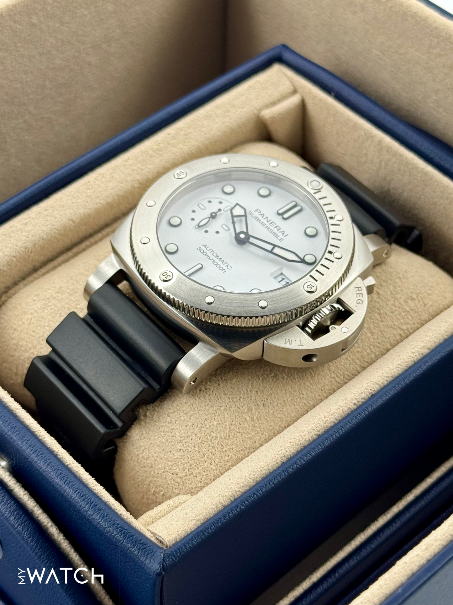 NEW 2025 Panerai Submersible 42mm PAM01590 Stainless Steel White Dial - MyWatchLLC