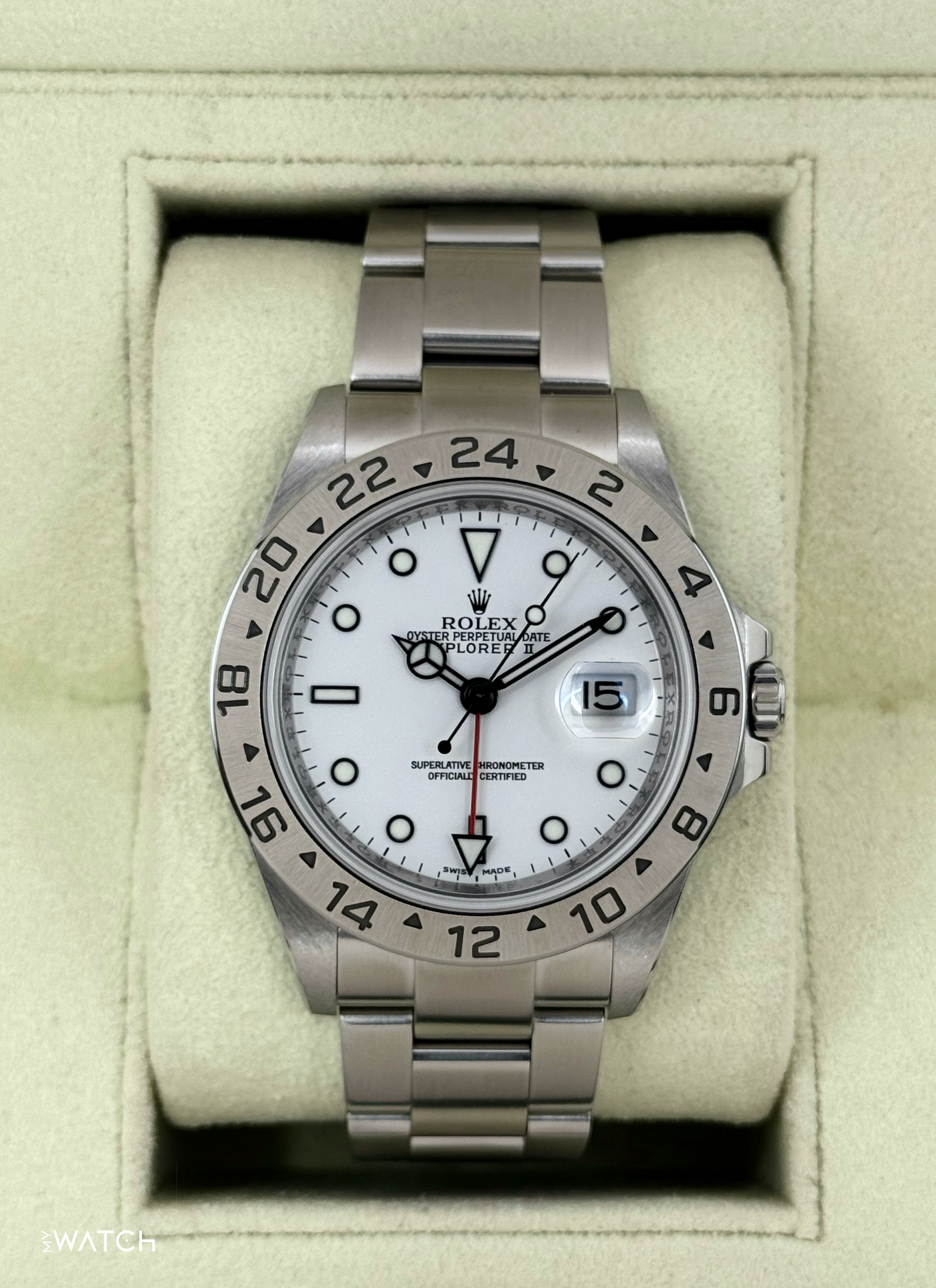2008 Rolex Explorer II 40mm 16570 Stainless Steel Polar White Dial - MyWatchLLC