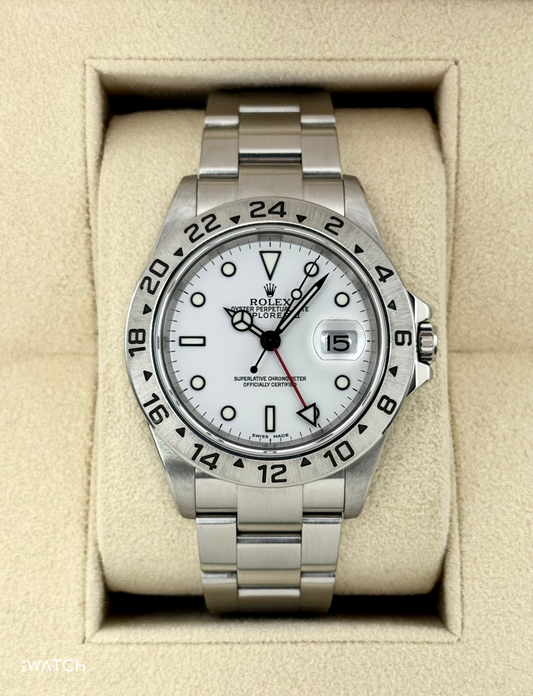 2006 Rolex Explorer II 40mm 16570 Stainless Steel Polar White Dial - MyWatchLLC