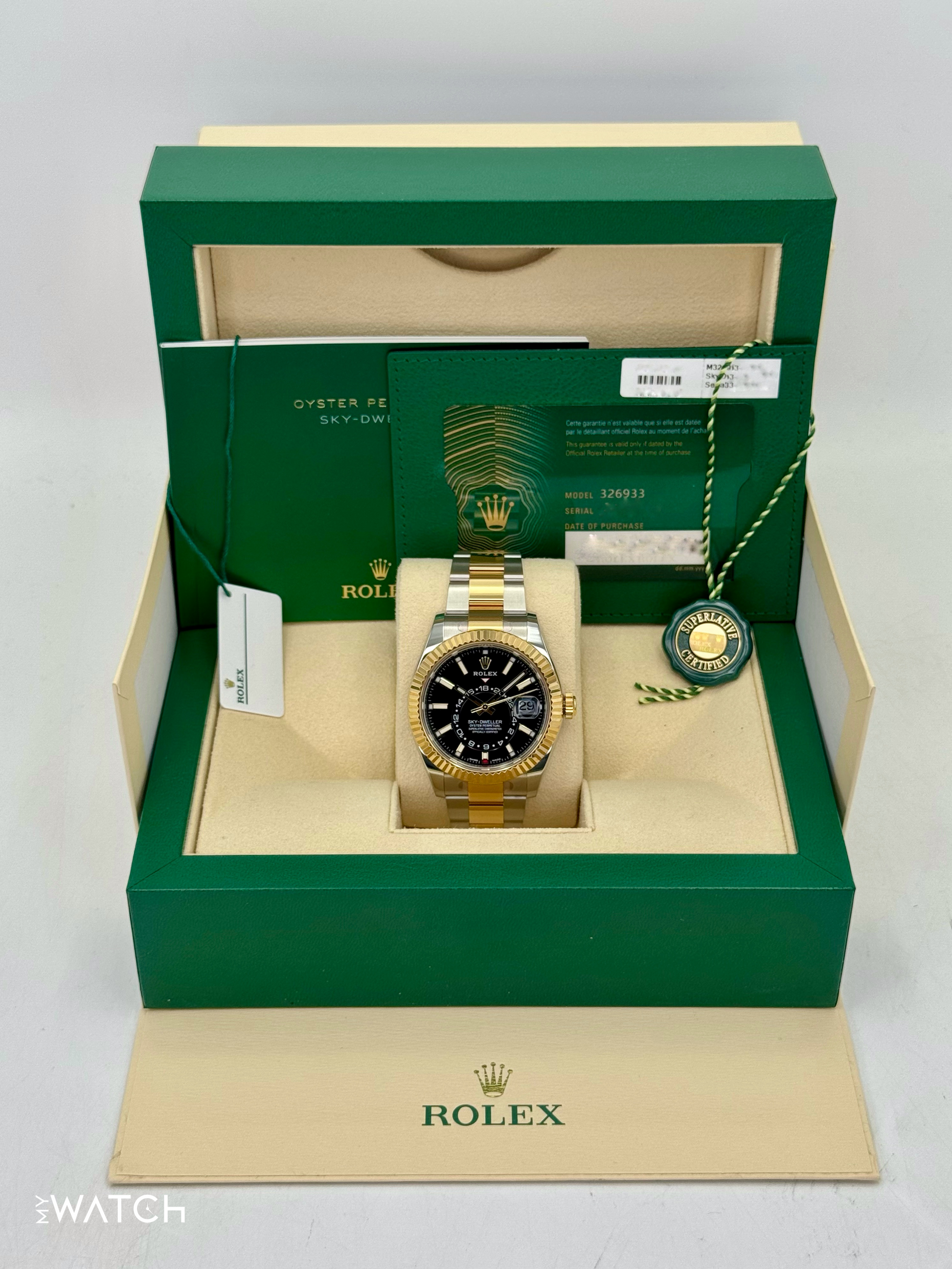 2022 Rolex Sky-Dweller 42mm 326933 Two-Tone Oyster Black Dial - MyWatchLLC