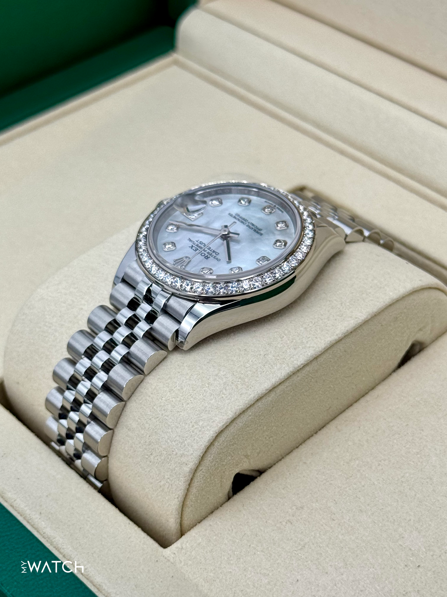 NEW 2025 Rolex Lady Datejust 28mm 278384RBR Jubilee MOP Diamond Dial - MyWatchLLC