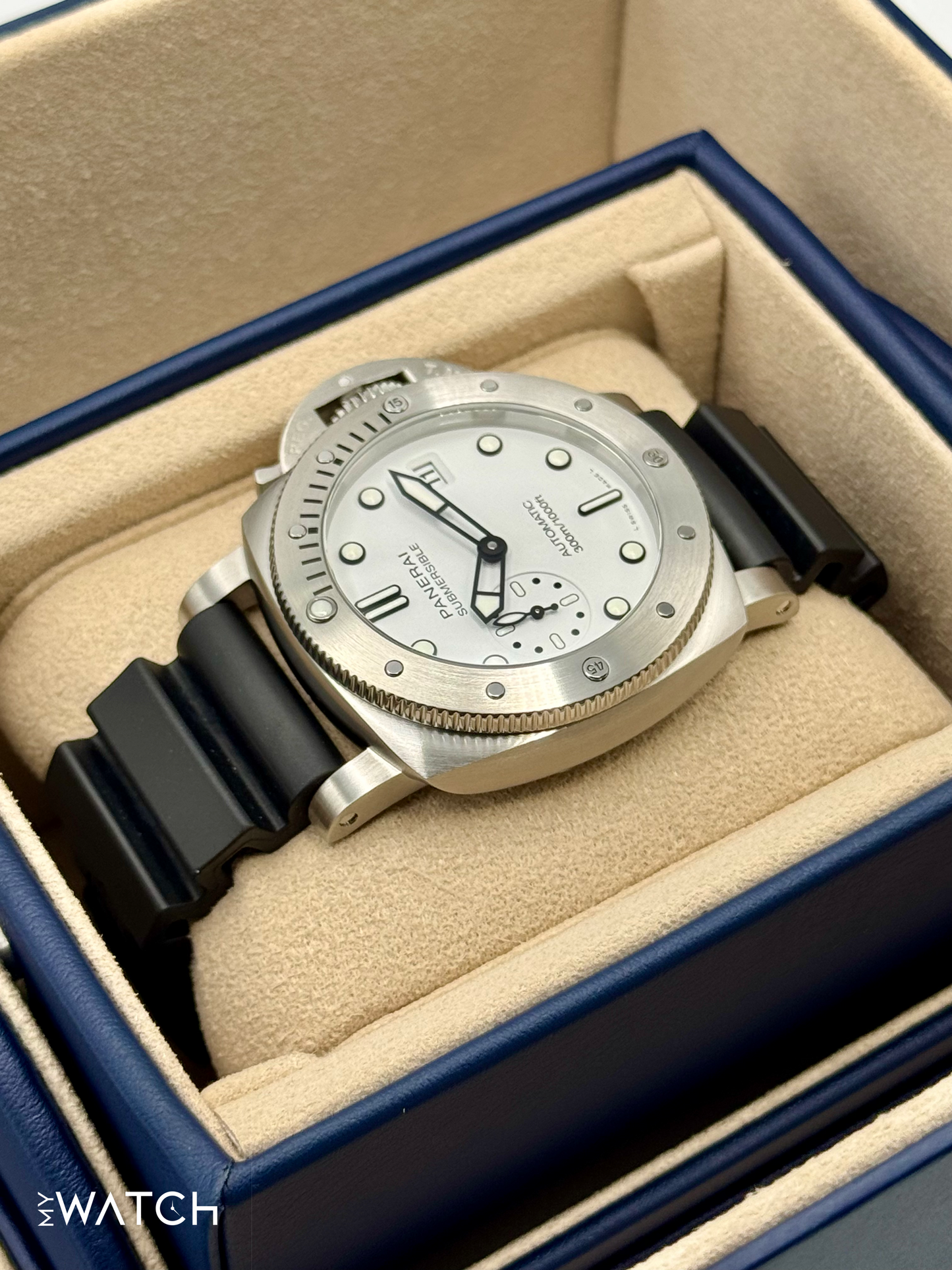 NEW 2025 Panerai Submersible 42mm PAM01590 Stainless Steel White Dial - MyWatchLLC