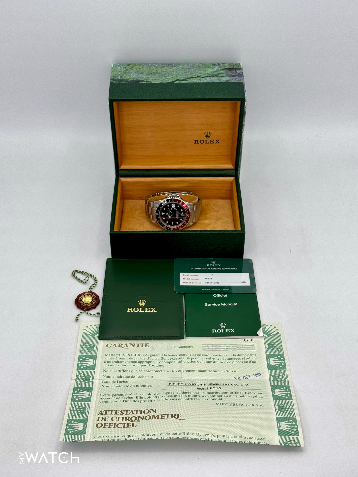 2001 Rolex GMT Master II "Coke" 40mm 16710 Stainless Steel Oyster Black Dial - MyWatchLLC