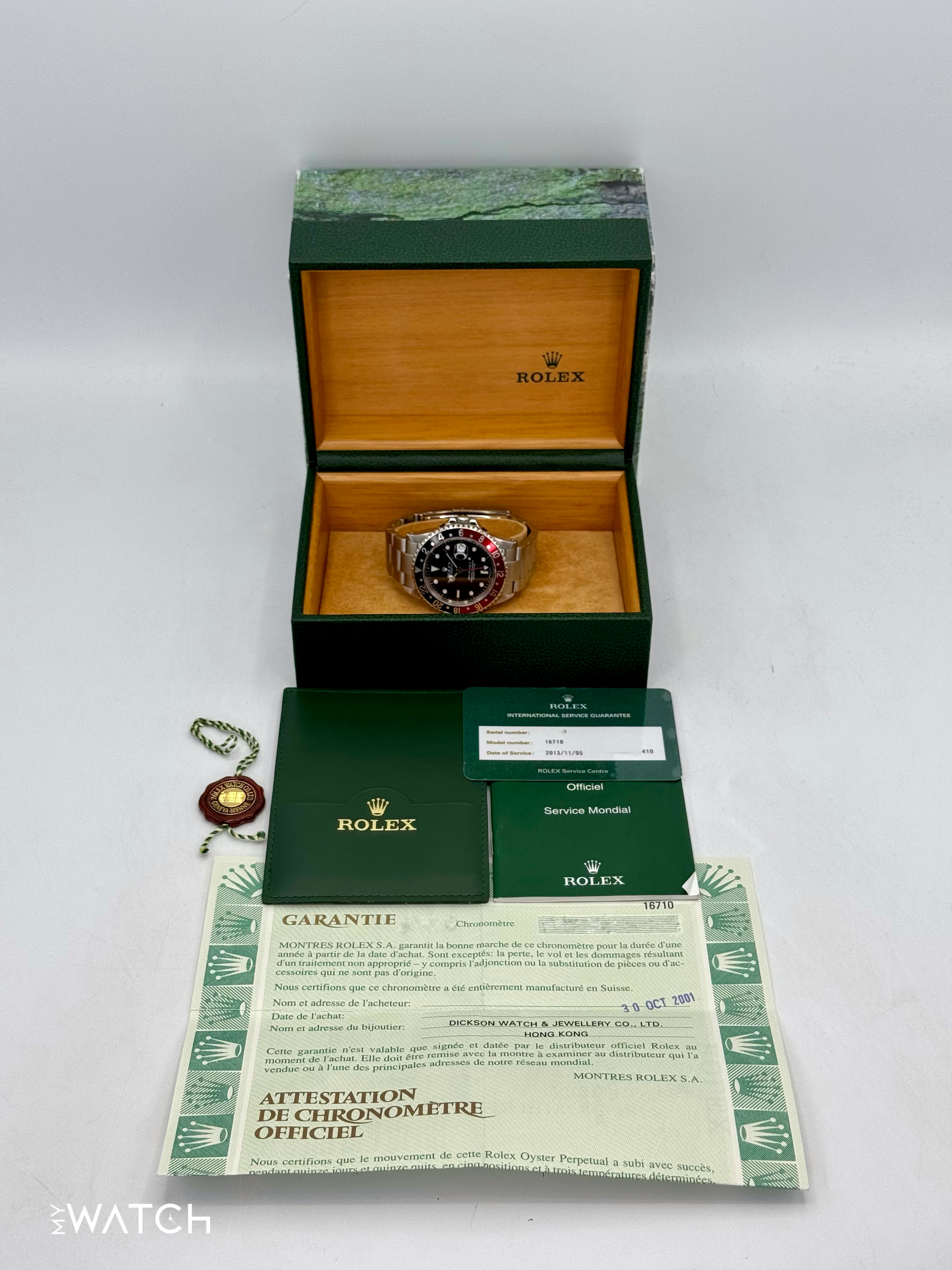 2001 Rolex GMT Master II "Coke" 40mm 16710 Stainless Steel Oyster Black Dial - MyWatchLLC