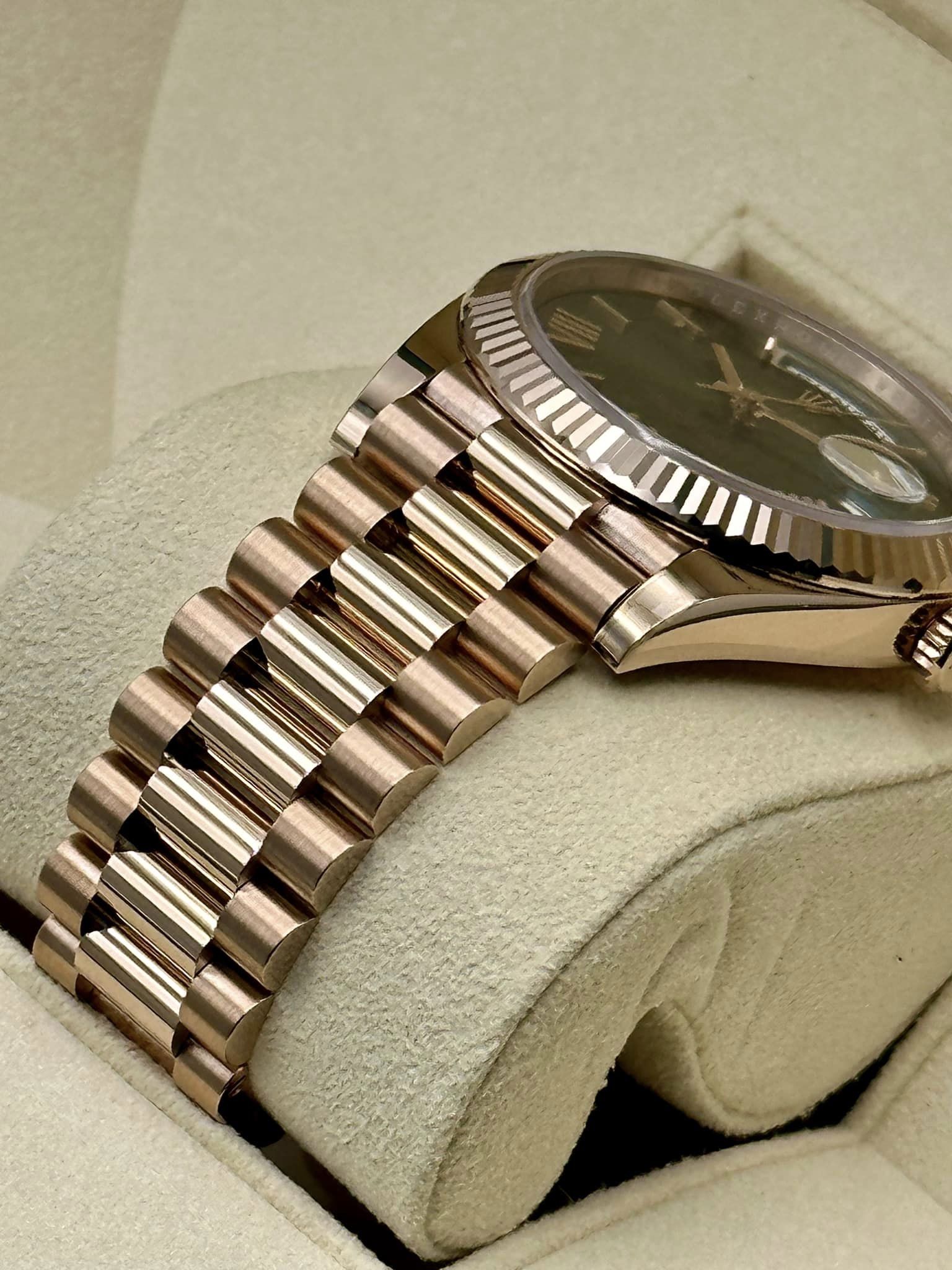 NEW 2020 Rolex Day-Date 40mm 228235 Rose Gold Green Roman Numerals - MyWatchLLC