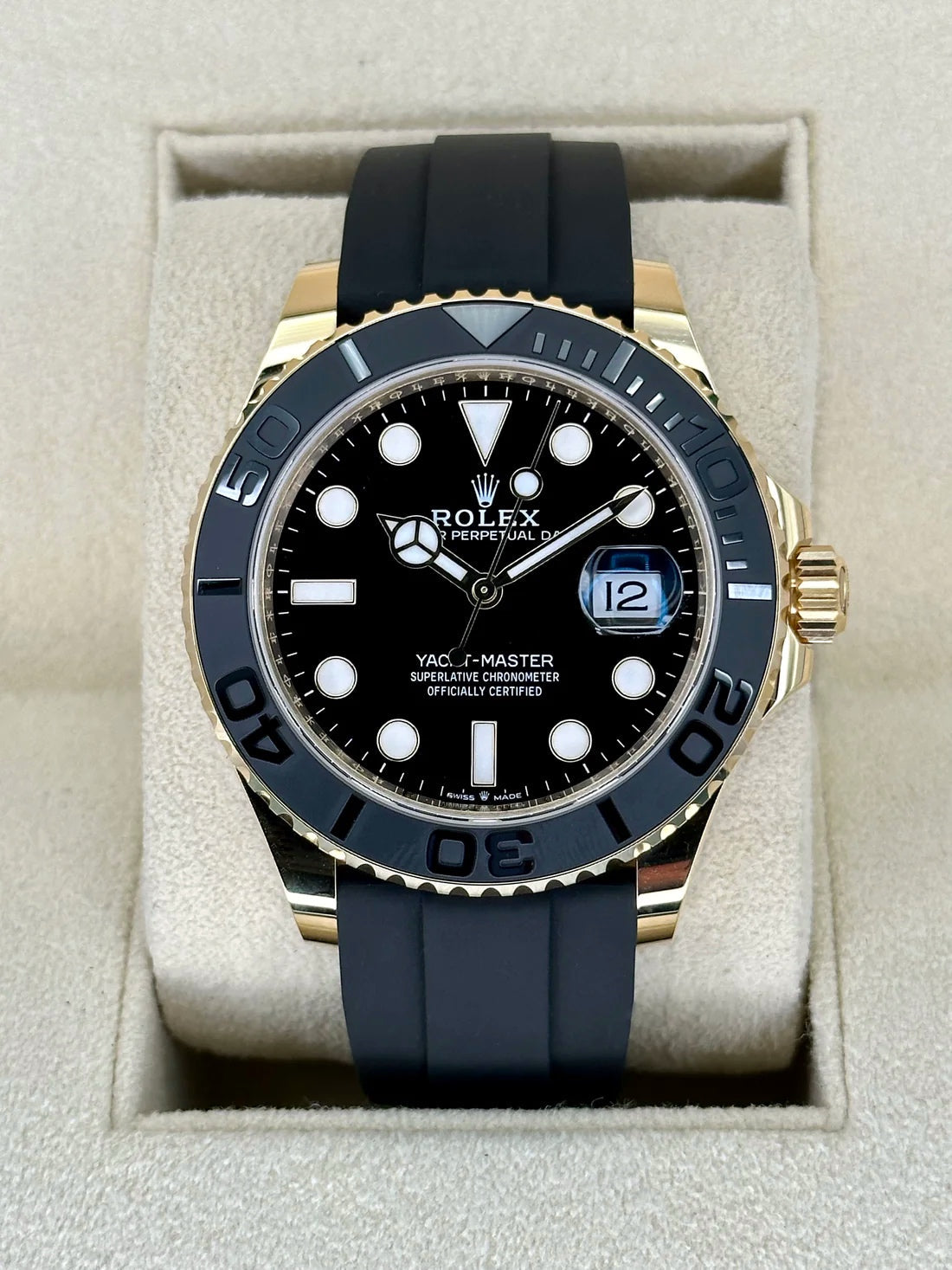 NEW 2024 Rolex Yacht-Master 42mm 226658 Gold Oysterflex Black Dial - MyWatchLLC