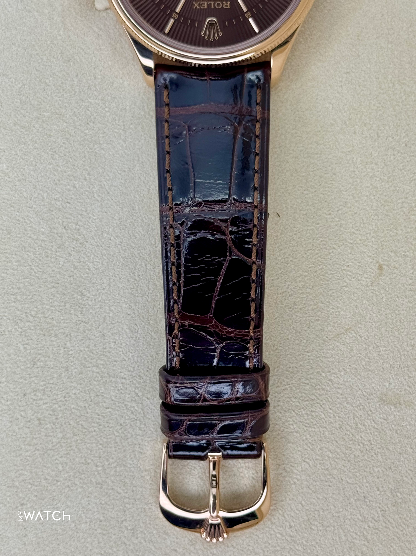 2020 Rolex Cellini Dual Time 39mm 50525 Rose Gold Brown Dial - MyWatchLLC