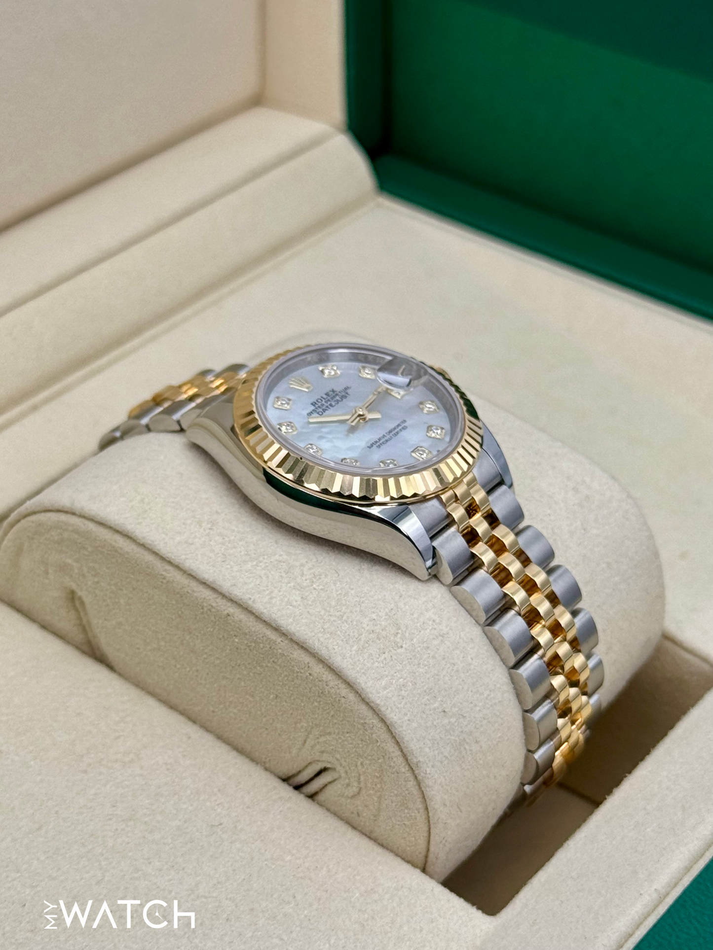 NEW 2025 Rolex Lady Datejust 28mm 279173 Jubilee MOP Diamond Dial - MyWatchLLC