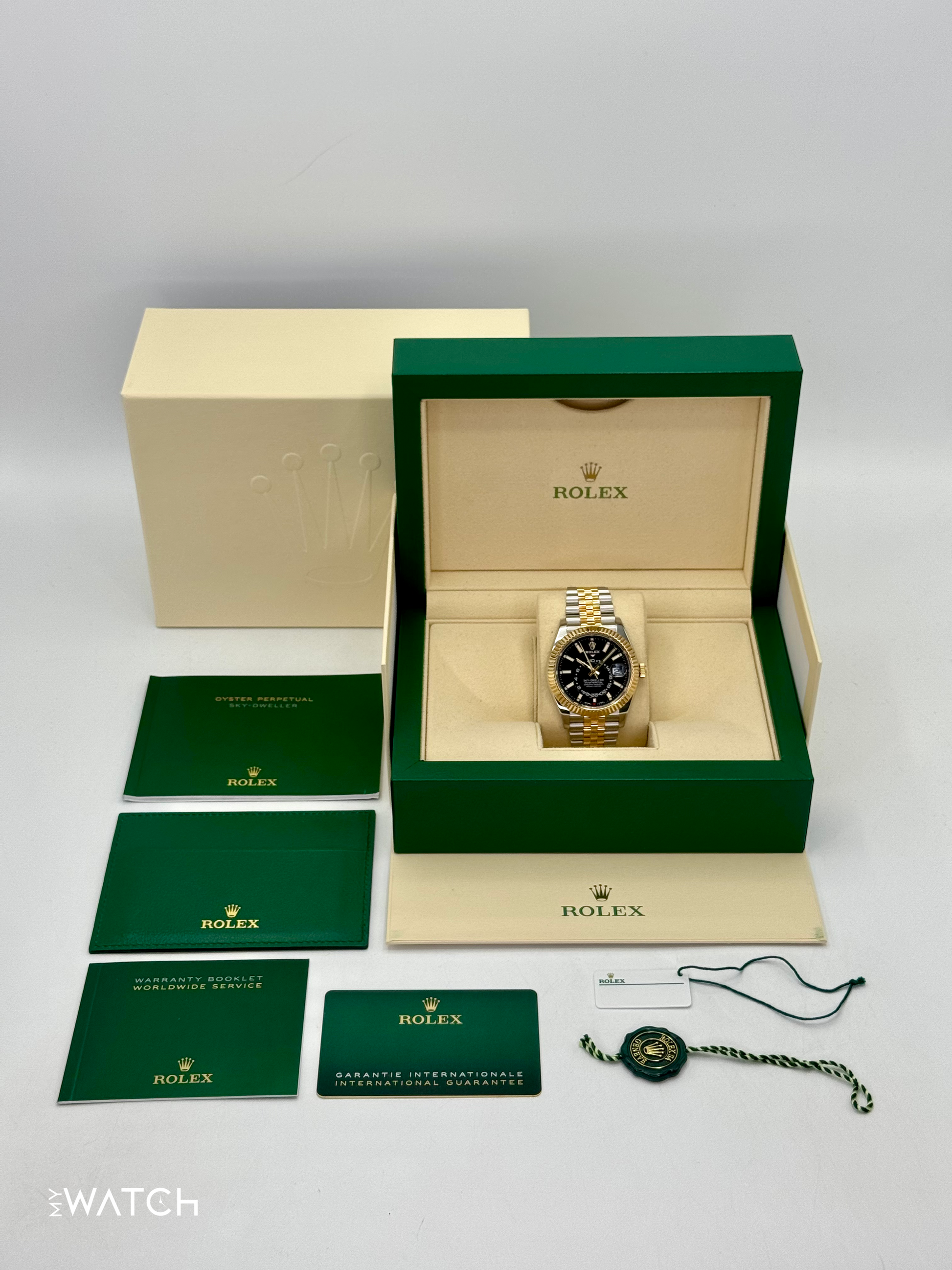 2022 Rolex Sky-Dweller 42mm 326933 Two-Tone Jubilee Black Dial - MyWatchLLC