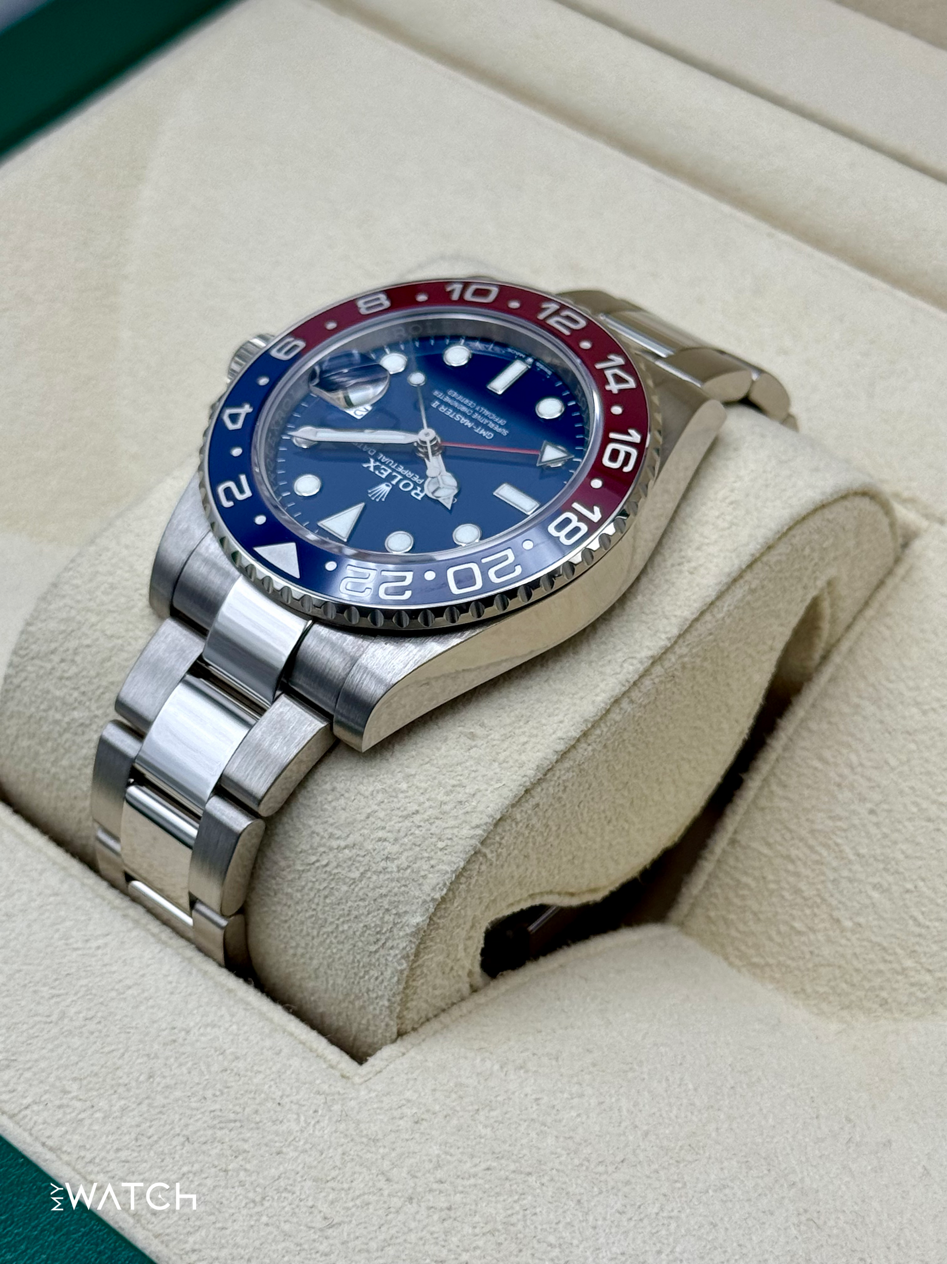 2024 Rolex GMT-Master II "Pepsi" 40mm 126719BLRO White Gold Blue Dial - MyWatchLLC