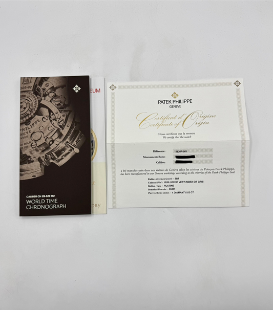 2023 Patek Philippe 5930P World Time Flyback Chronograph Platinum Green Dial - MyWatchLLC