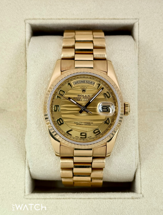 1989 Rolex Day-Date 36mm 18238 Presidential Champagne Wave Dial - MyWatchLLC