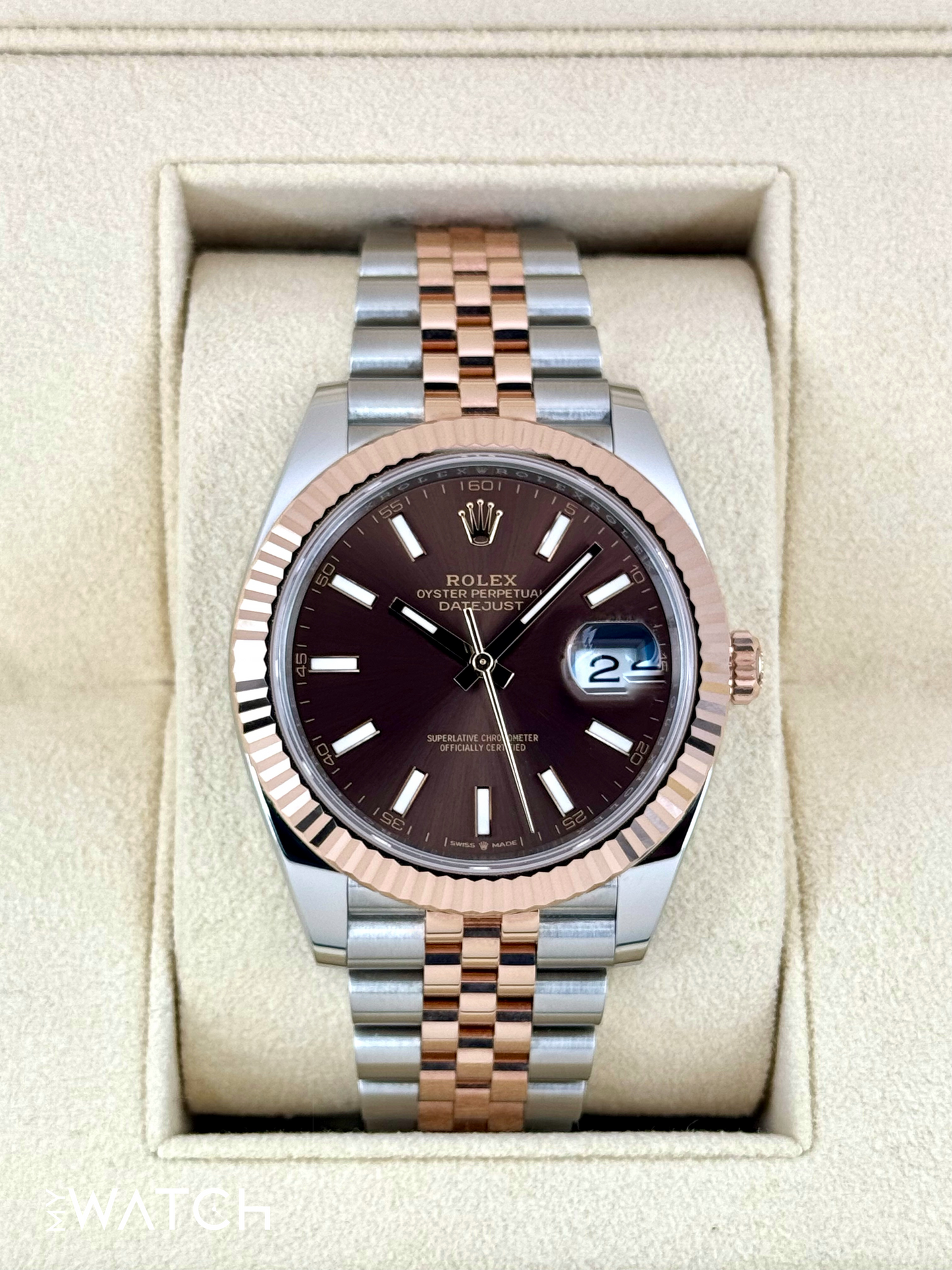 NEW 2024 Rolex Datejust 41mm 126331 Two-Tone Rose Gold Chocolate Dial - MyWatchLLC
