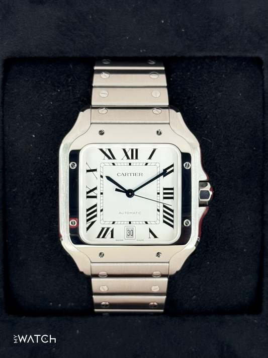 2023 Santos De Cartier 39.8mm WSSA0018 Stainless Steel White Dial - MyWatchLLC