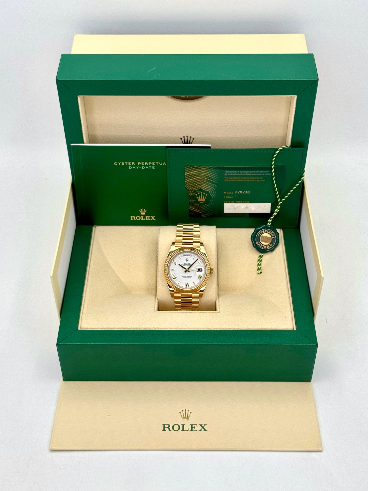2022 Rolex Day-Date 40mm 228238 Presidential White Dial - MyWatchLLC