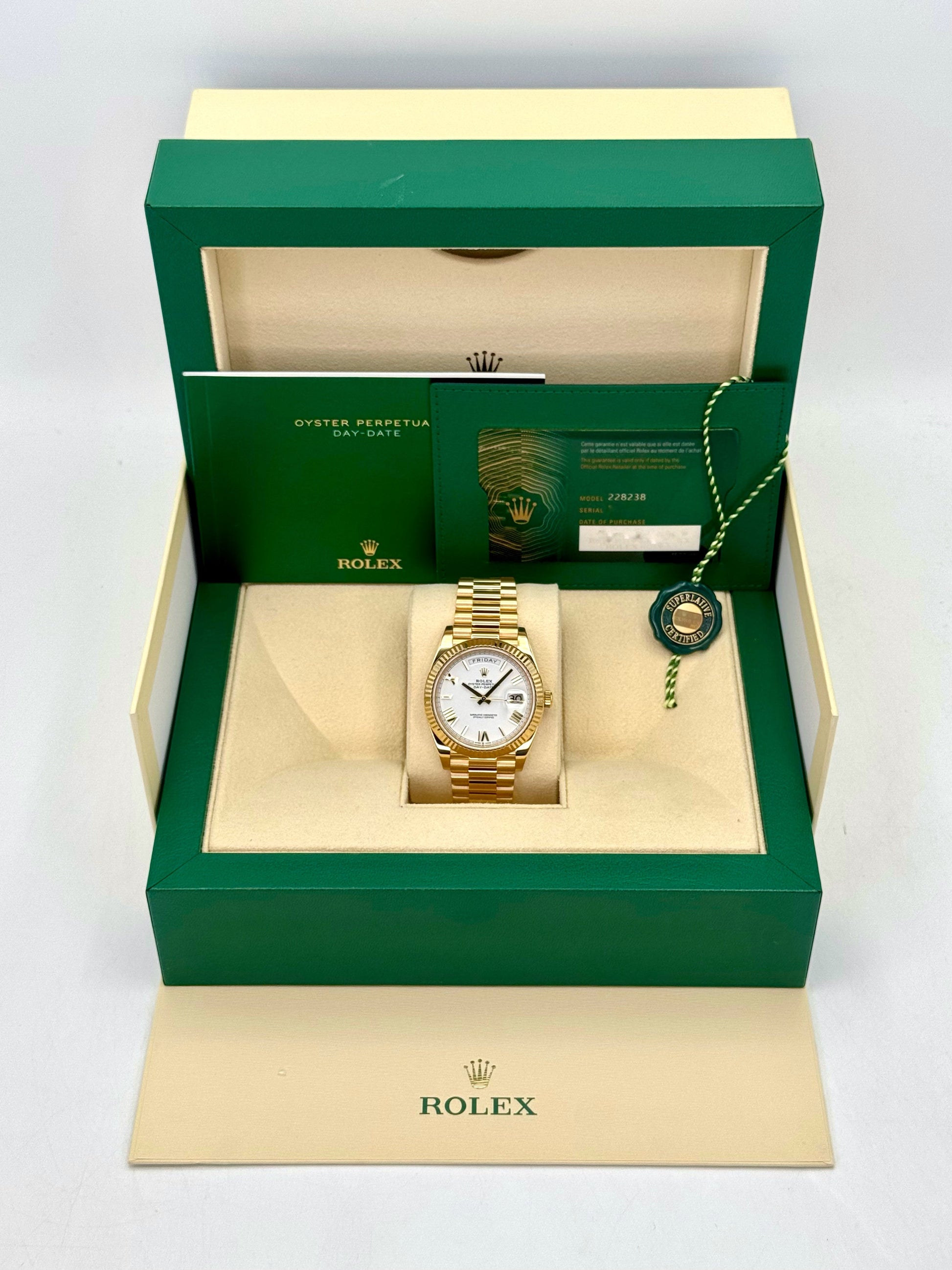 2022 Rolex Day-Date 40mm 228238 Presidential White Dial - MyWatchLLC