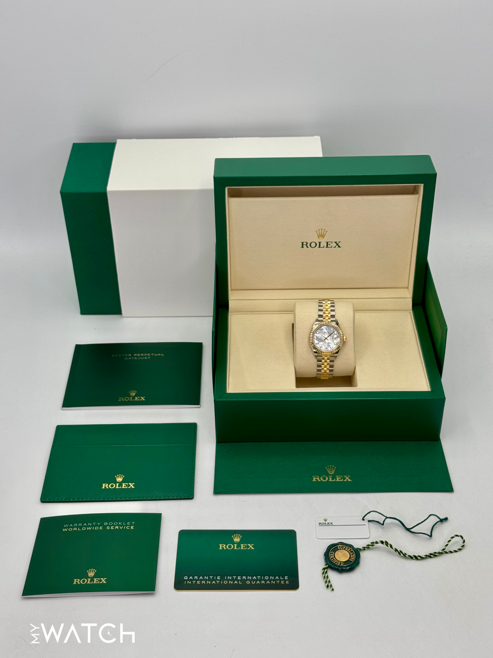 NEW 2025 Rolex Lady Datejust 28mm 279173 Jubilee MOP Diamond Dial - MyWatchLLC