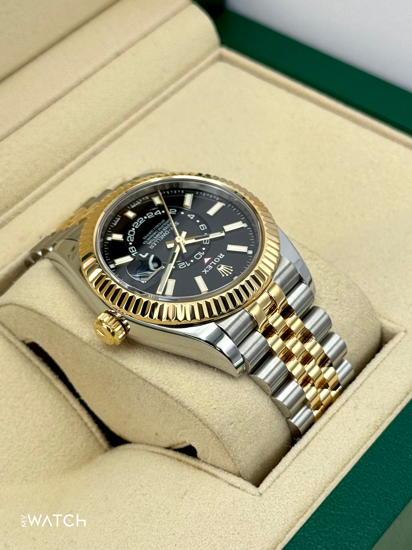 2022 Rolex Sky-Dweller 42mm 326933 Two-Tone Jubilee Black Dial - MyWatchLLC