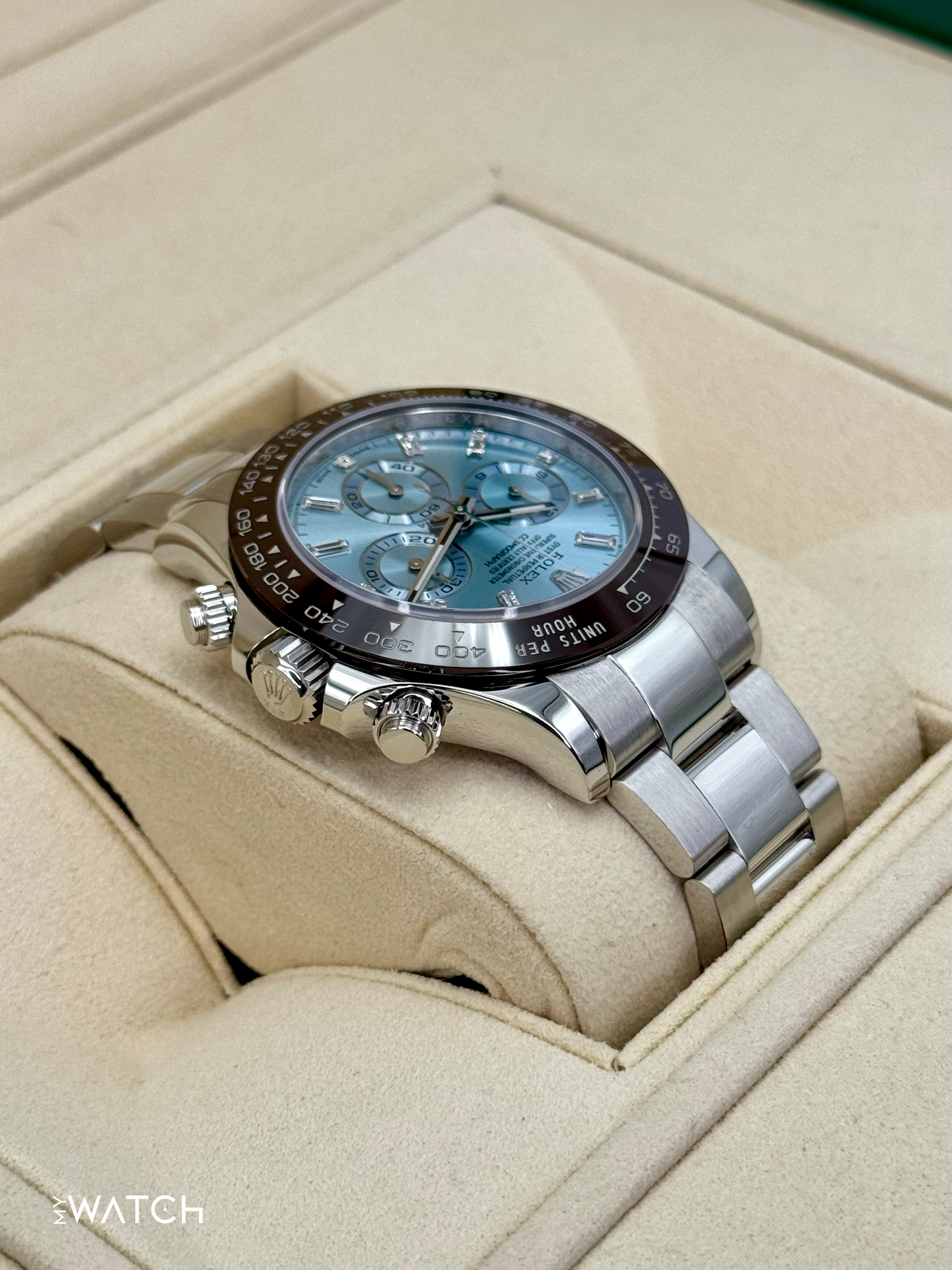 2020 Rolex Daytona 40mm 116506 Platinum Ice Blue Diamond Baguette Dial - MyWatchLLC