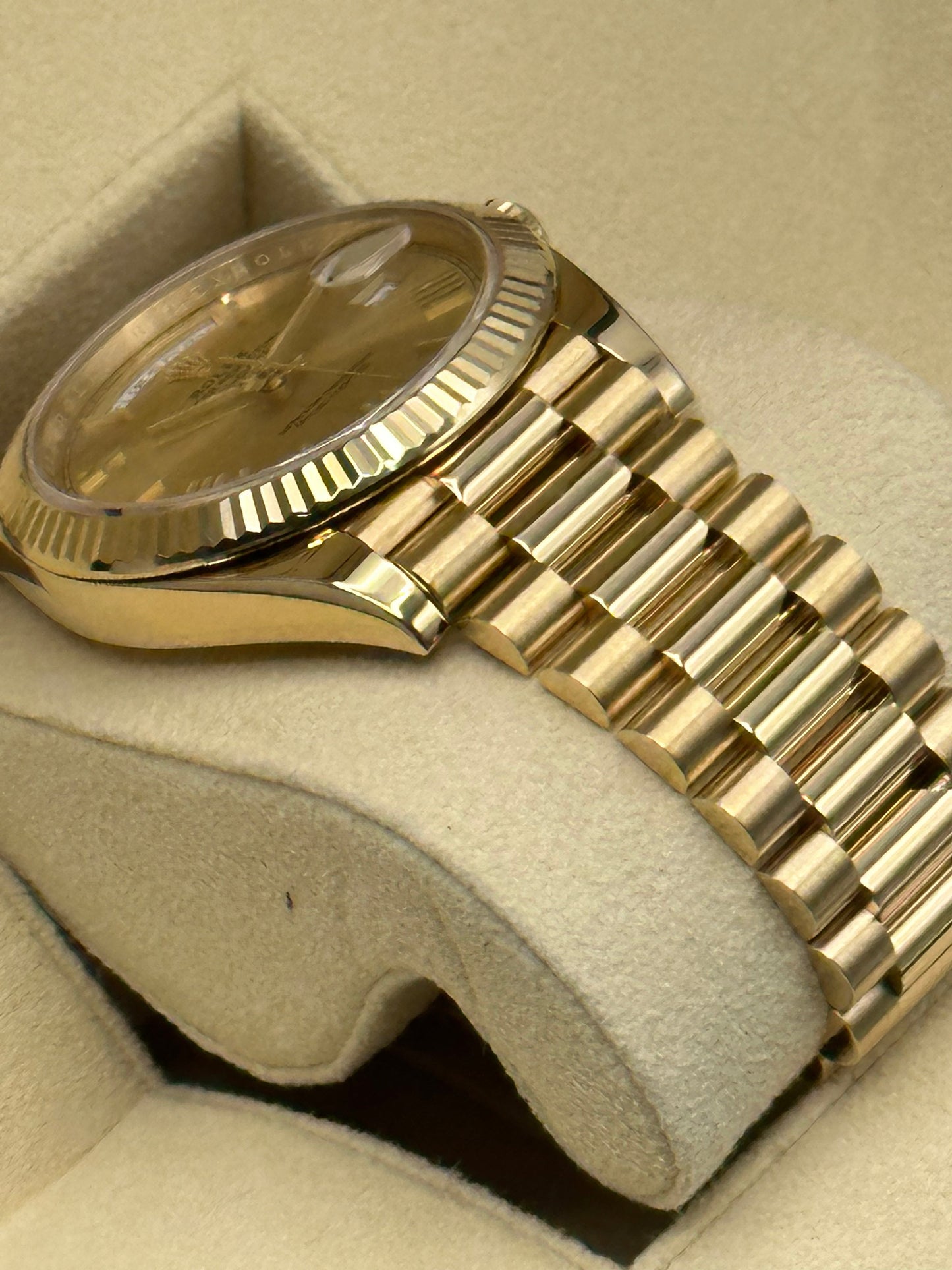 2019 Rolex Day-Date 40mm 228238 YG Champagne Roman Numeral Dial - MyWatchLLC