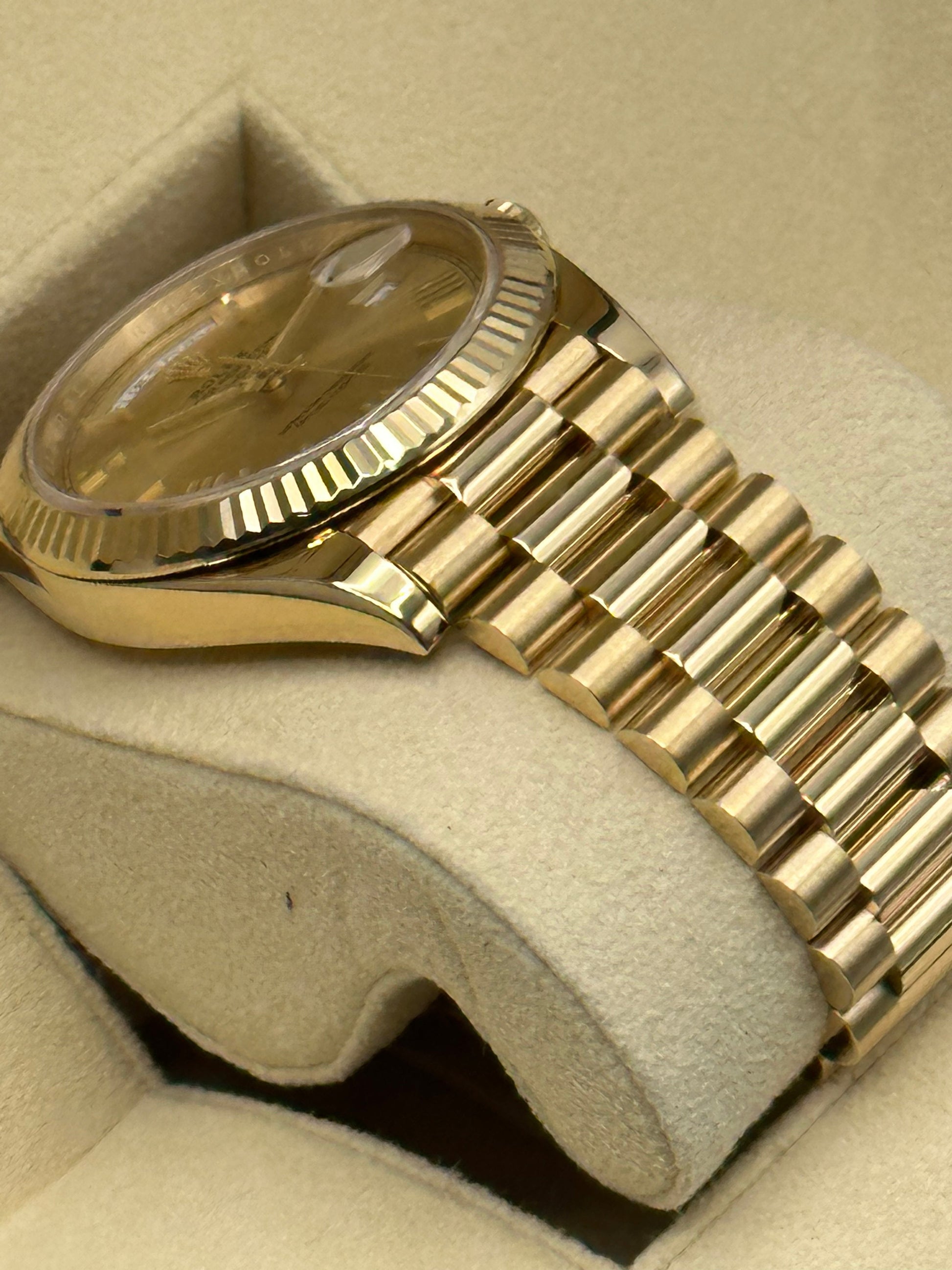 2019 Rolex Day-Date 40mm 228238 YG Champagne Roman Numeral Dial - MyWatchLLC