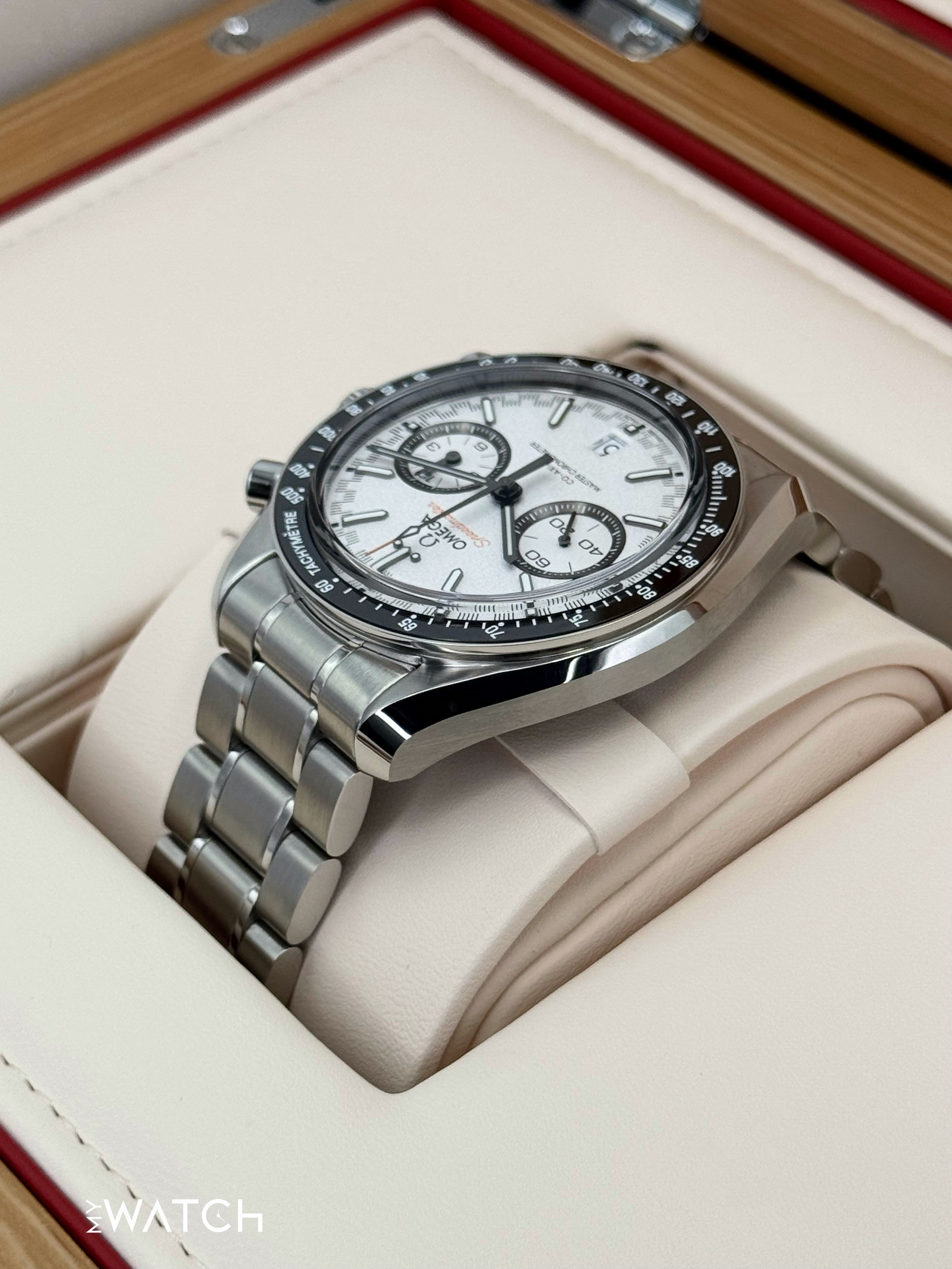 NEW 2025 Omega Speeedmaster Racing 44.2mm 329.30.44.51.04.001 White Dial - MyWatchLLC