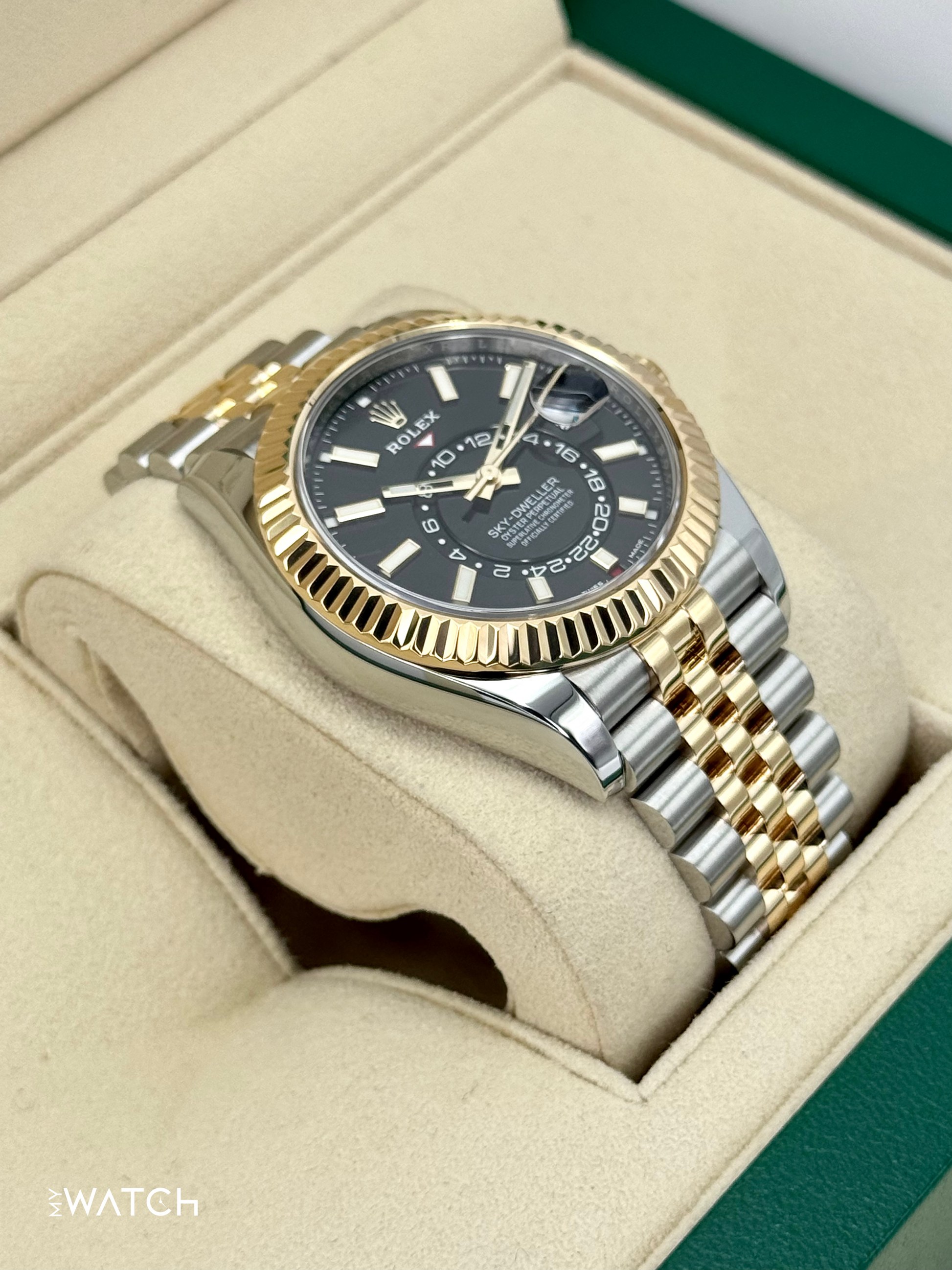 2022 Rolex Sky-Dweller 42mm 326933 Two-Tone Jubilee Black Dial - MyWatchLLC