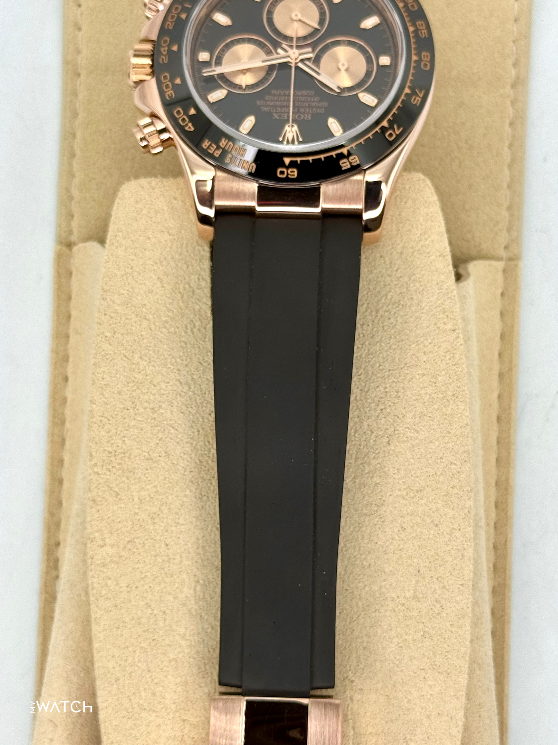 2024 CPO Rolex Daytona 40mm 116515LN Rose Gold Oysterflex Black Dial - MyWatchLLC