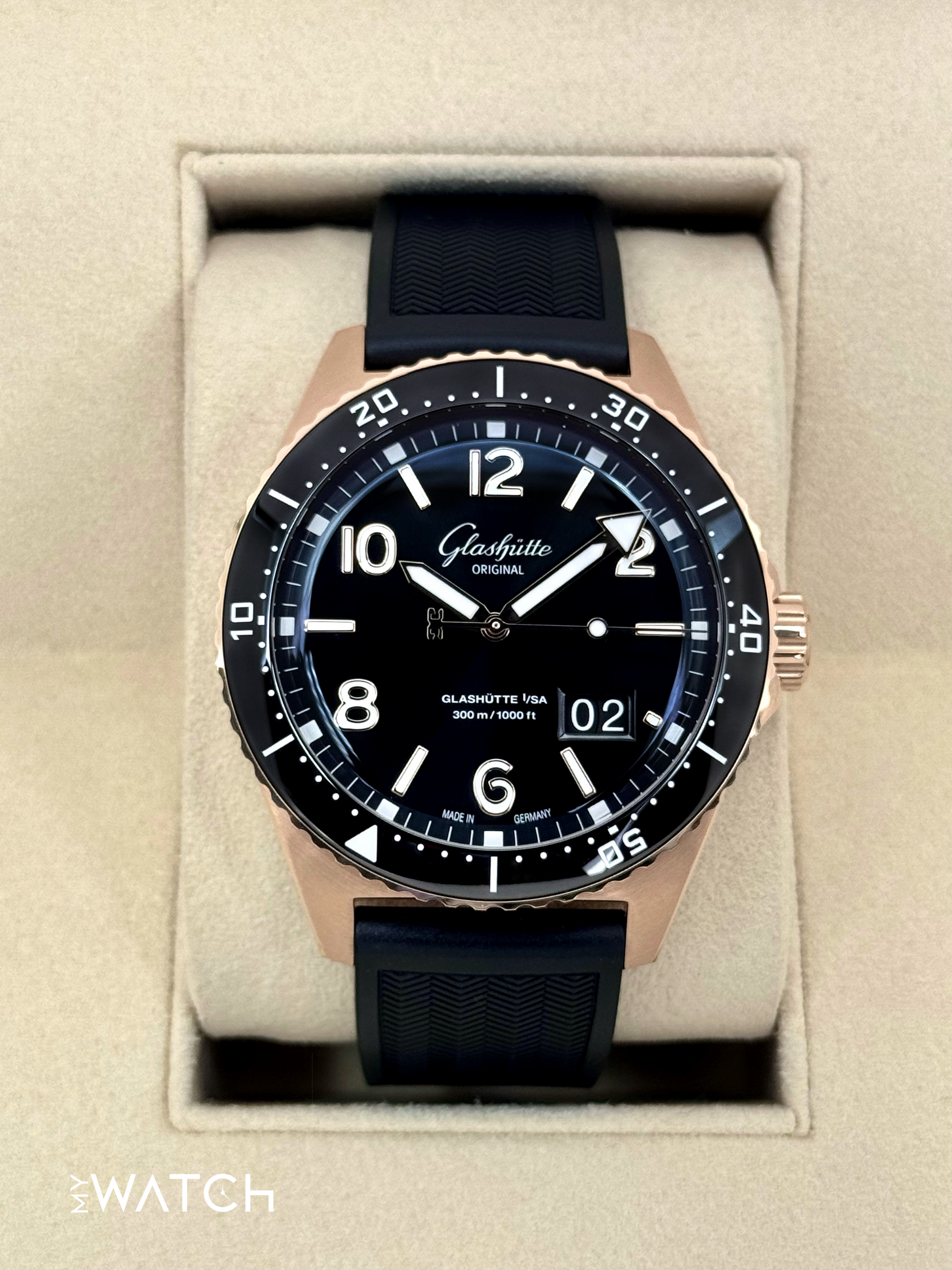 New 2025 Glashütte Seaq Panorama Date 43.2mm 1-36-13-03-90 Red Gold - MyWatchLLC