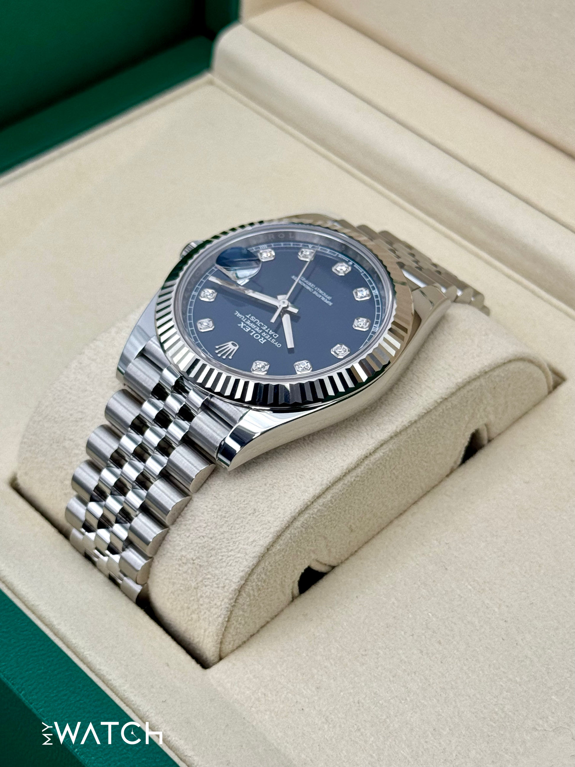 NEW 2025 Rolex Datejust 41mm 126334 Stainless Steel Jubilee Blue Diamond Dial - MyWatchLLC
