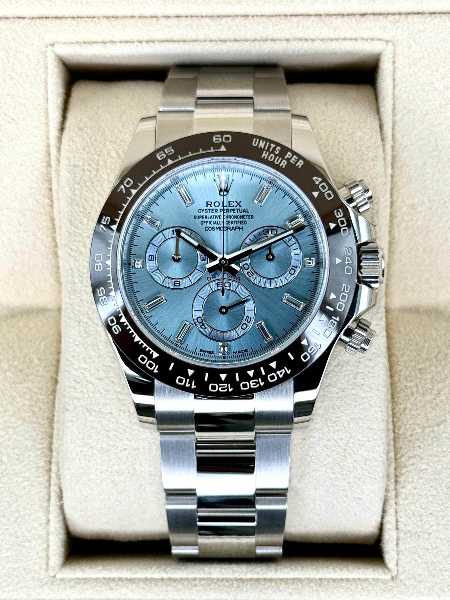 NEW 2023 Rolex Daytona 40mm 116506 Platinum Ice Blue Diamond Dial - MyWatchLLC