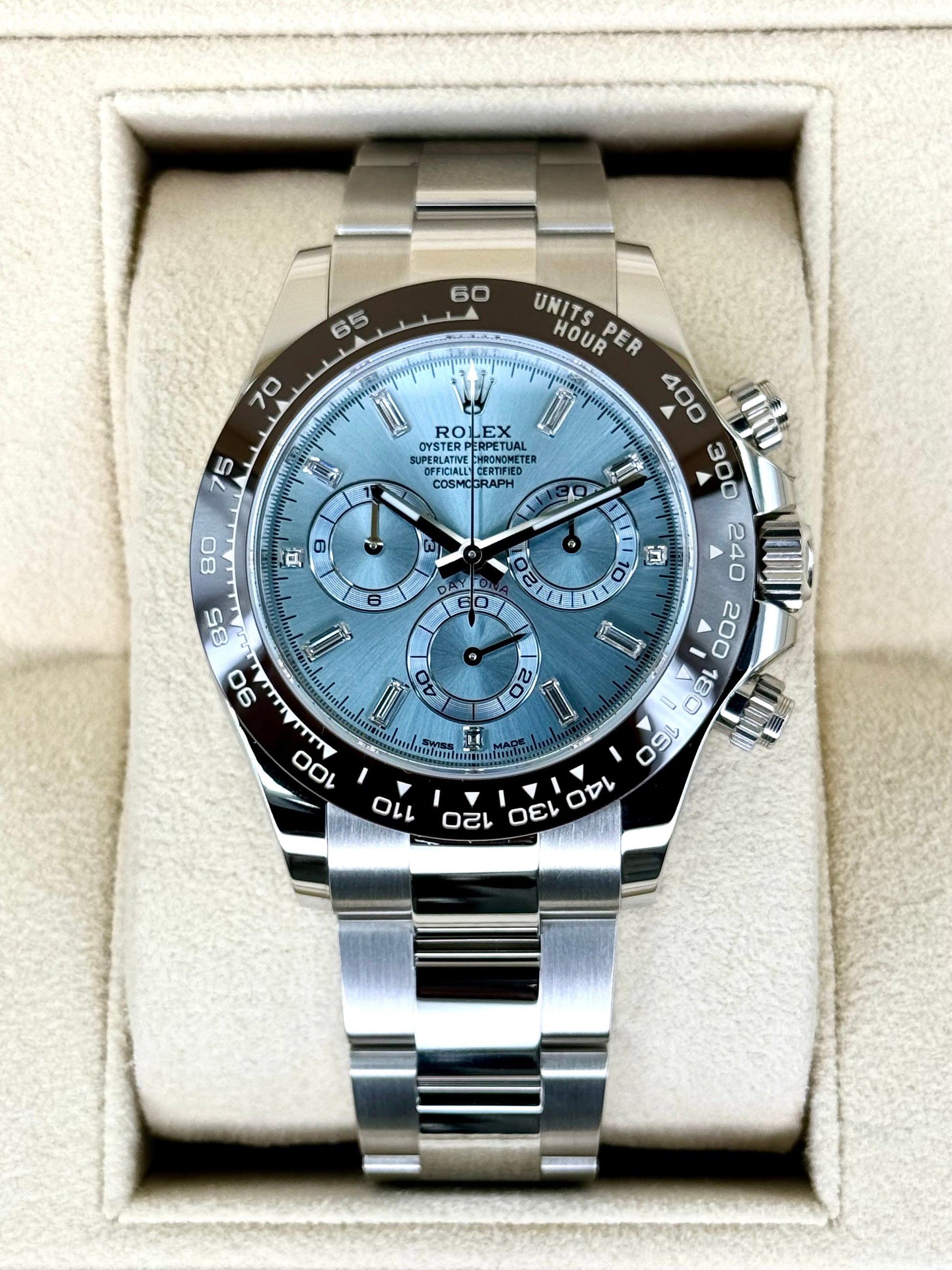 NEW 2023 Rolex Daytona 40mm 116506 Platinum Ice Blue Diamond Dial - MyWatchLLC