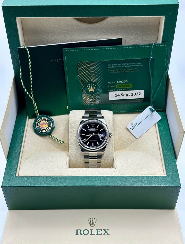 2022 Rolex Datejust 36mm 126200 Stainless Steel Black Dial Oyster - MyWatchLLC