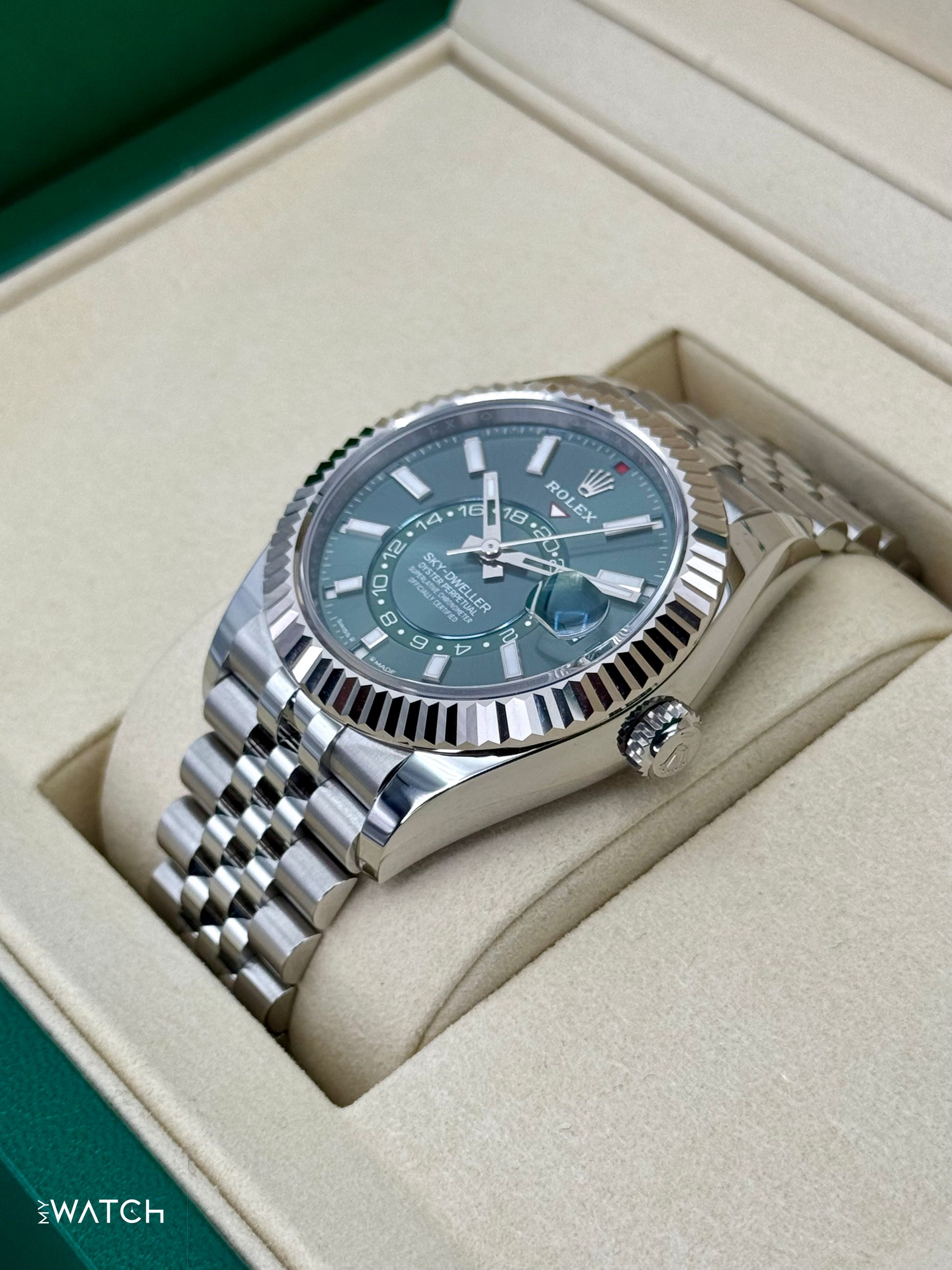 NEW 2025 Rolex Sky-Dweller 42mm 336934 Jubilee Green Dial - MyWatchLLC