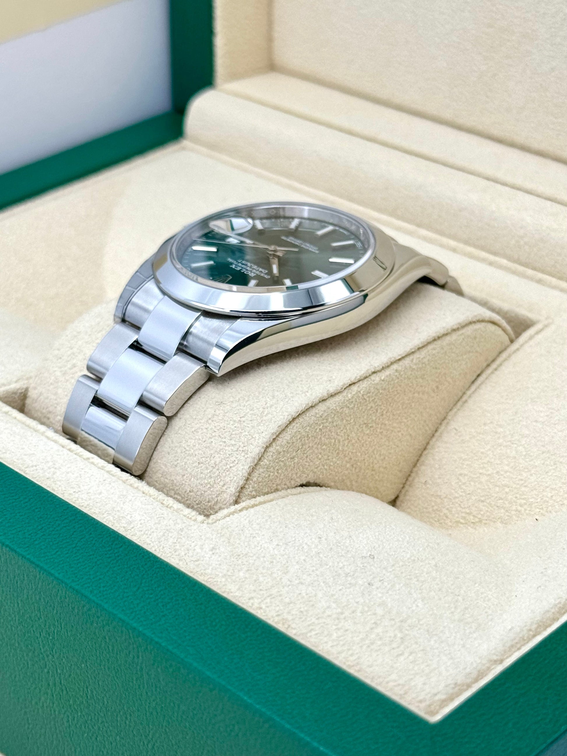 NEW 2024 Rolex Datejust 41mm 126300 Stainless Steel Oyster Green Dial - MyWatchLLC