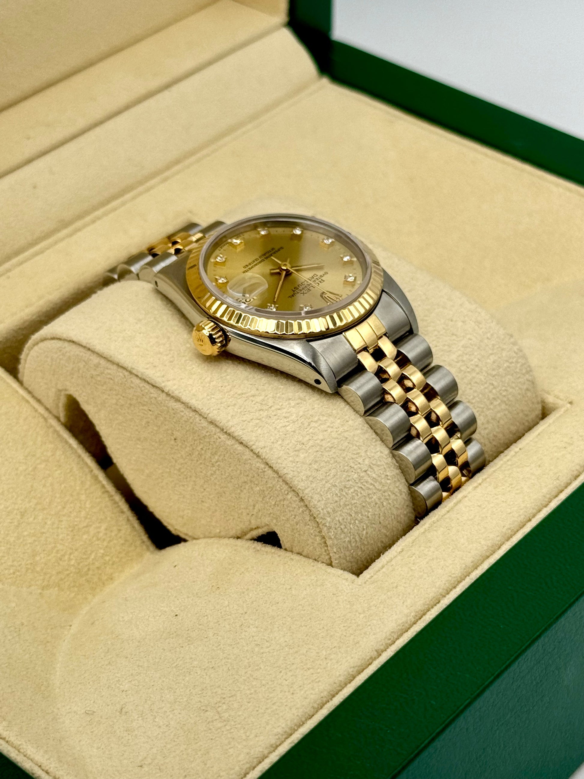 1991 Rolex Datejust 31mm 68273 Two-Tone Jubilee Champagne Diamond DIal - MyWatchLLC