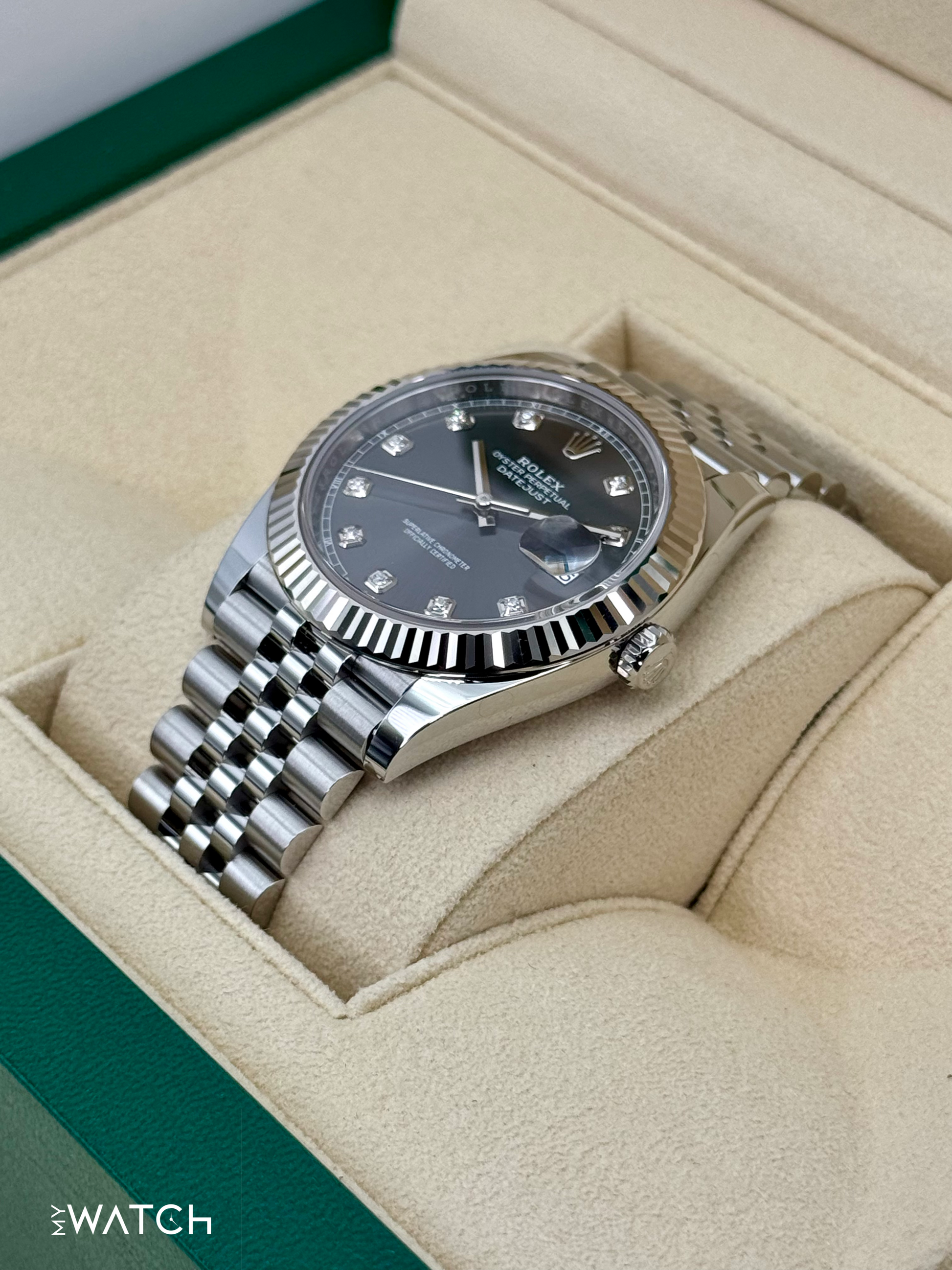 2024 Rolex Datejust 41mm 126334 Stainless Steel Jubilee Rhodium Diamond Dial - MyWatchLLC