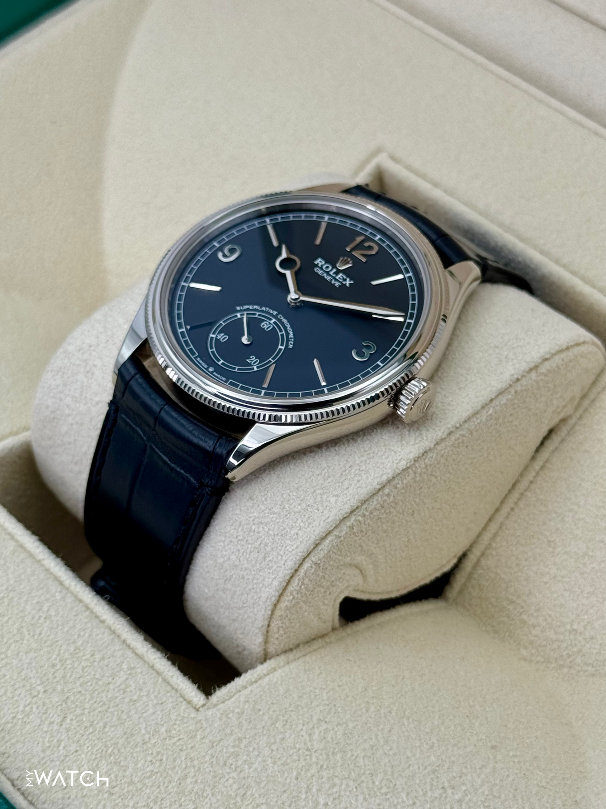 NEW 2025 Rolex 1908 39mm 52509 18kt White Gold Black Dial - MyWatchLLC