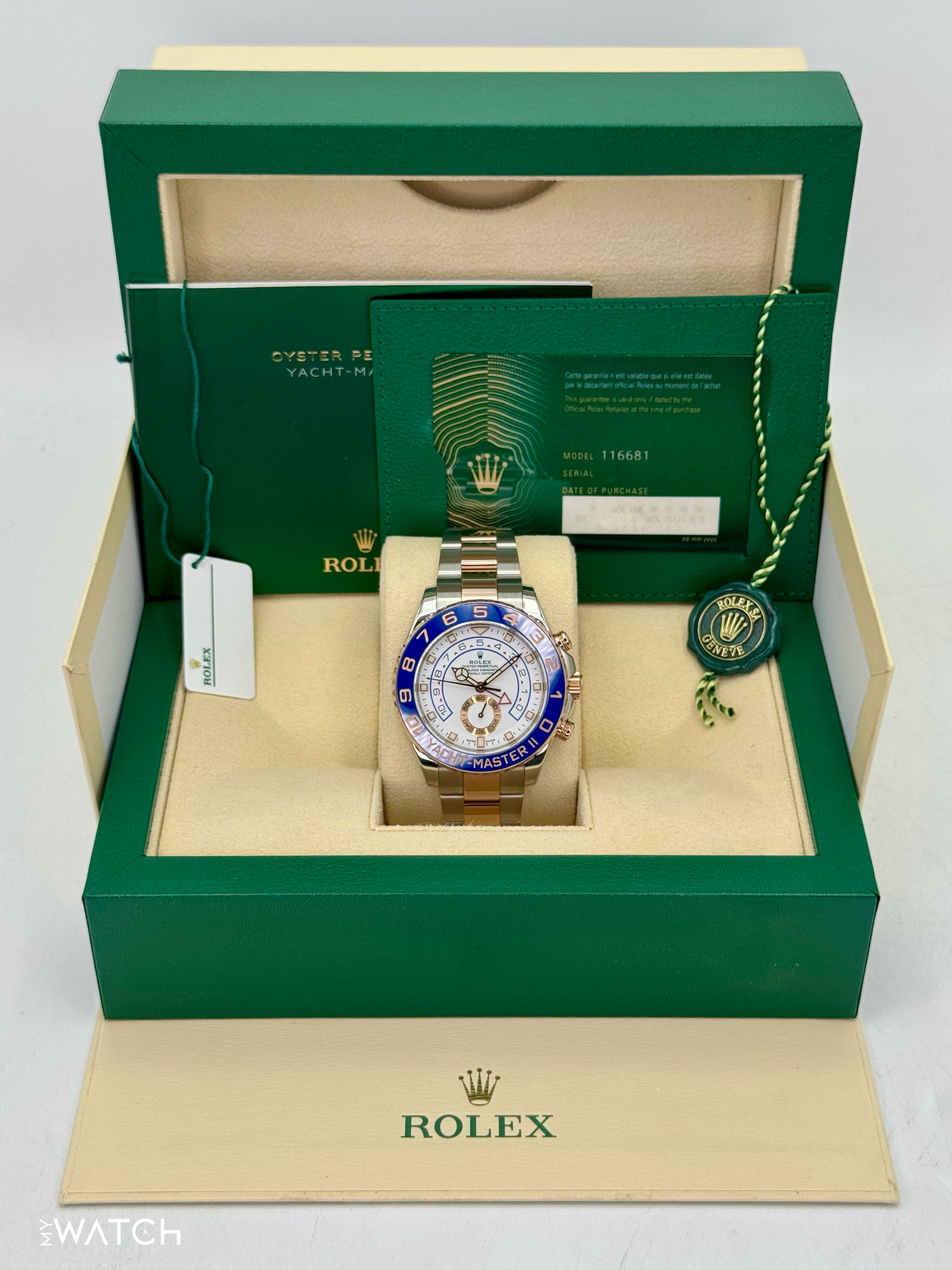 2020 Rolex Yacht-Master II 44mm 116681 Two-Tone White Dial - MyWatchLLC