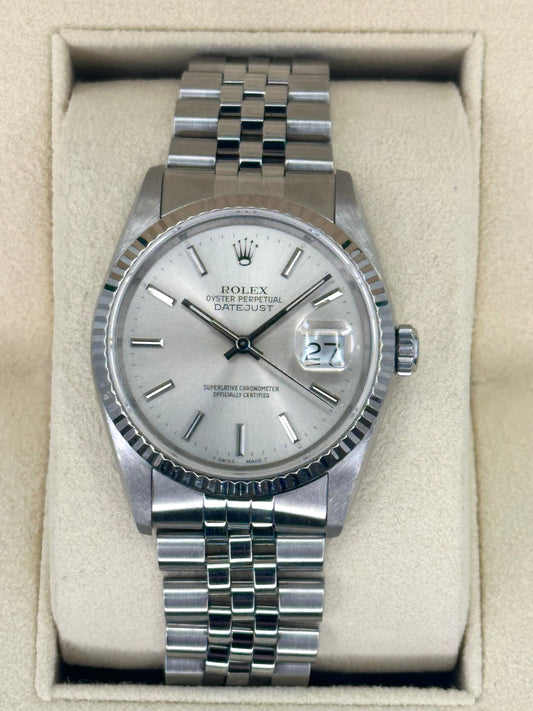 1991 Rolex Datejust 36mm 16234 Stainless Steel Jubilee Silver Dial - MyWatchLLC