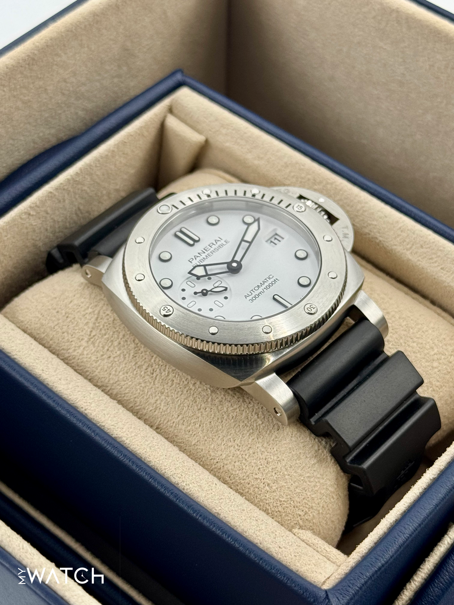 NEW 2025 Panerai Submersible 42mm PAM01590 Stainless Steel White Dial - MyWatchLLC