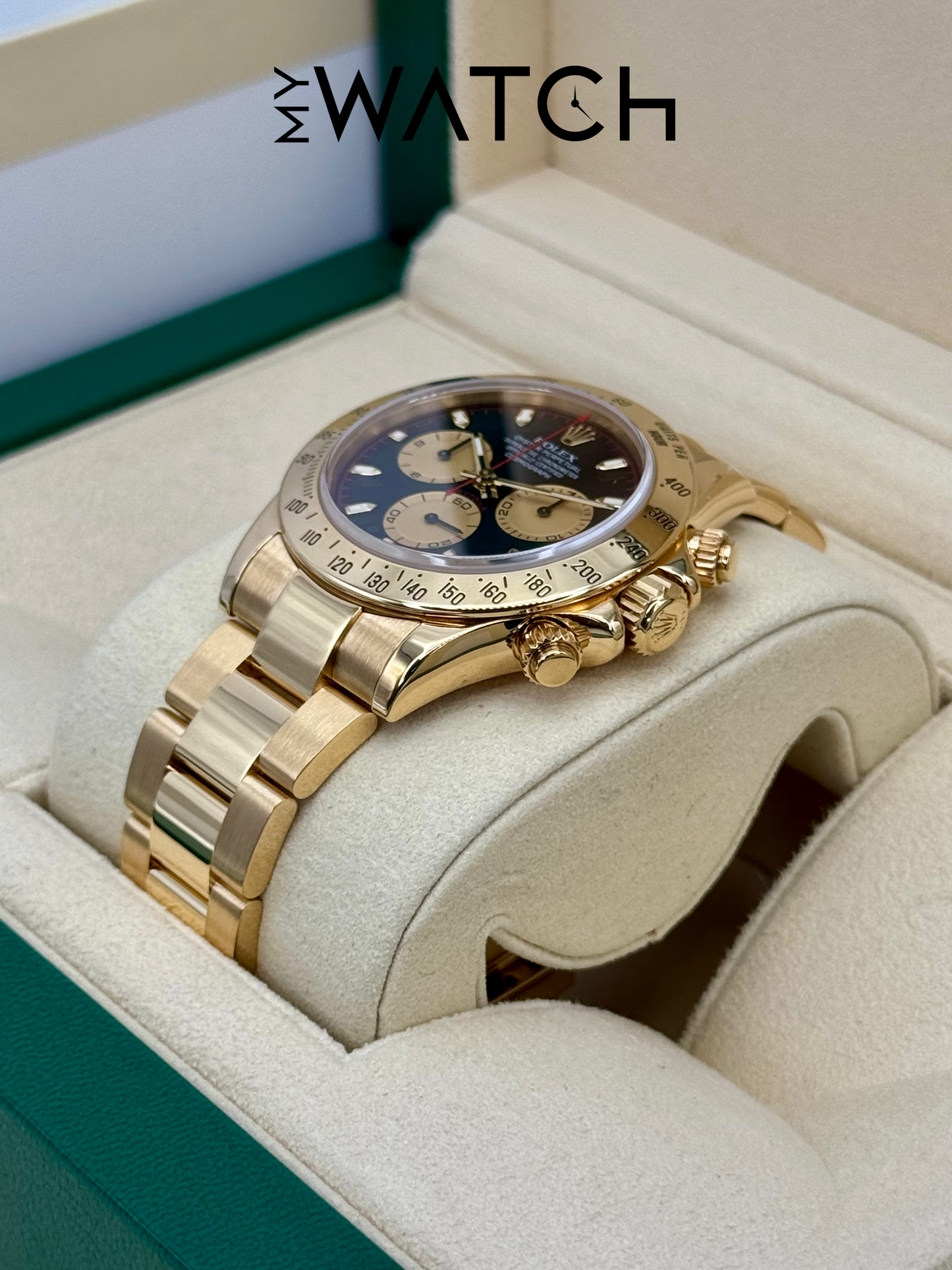 2000 Rolex Daytona "Paul Newman" 40mm 116528 Yellow Gold Black Dial - MyWatchLLC
