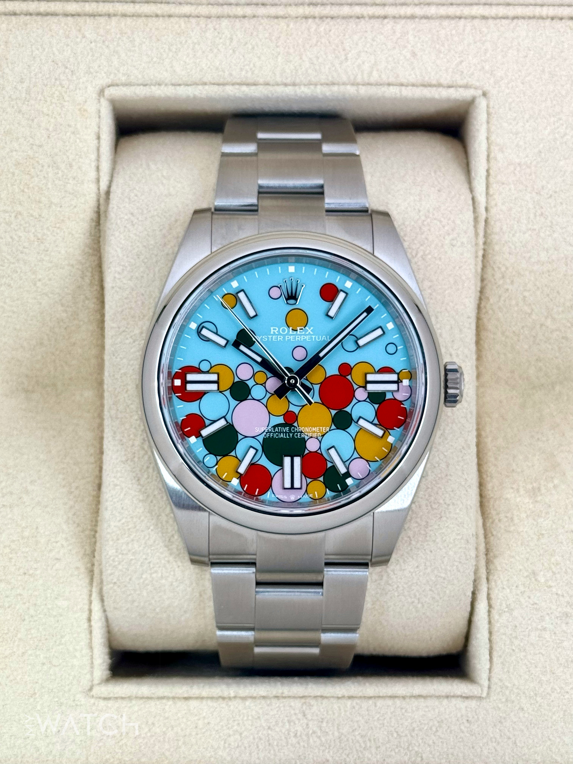 NEW 2024 Rolex Oyster Perpetual 41mm 124300 Celebration Dial - MyWatchLLC